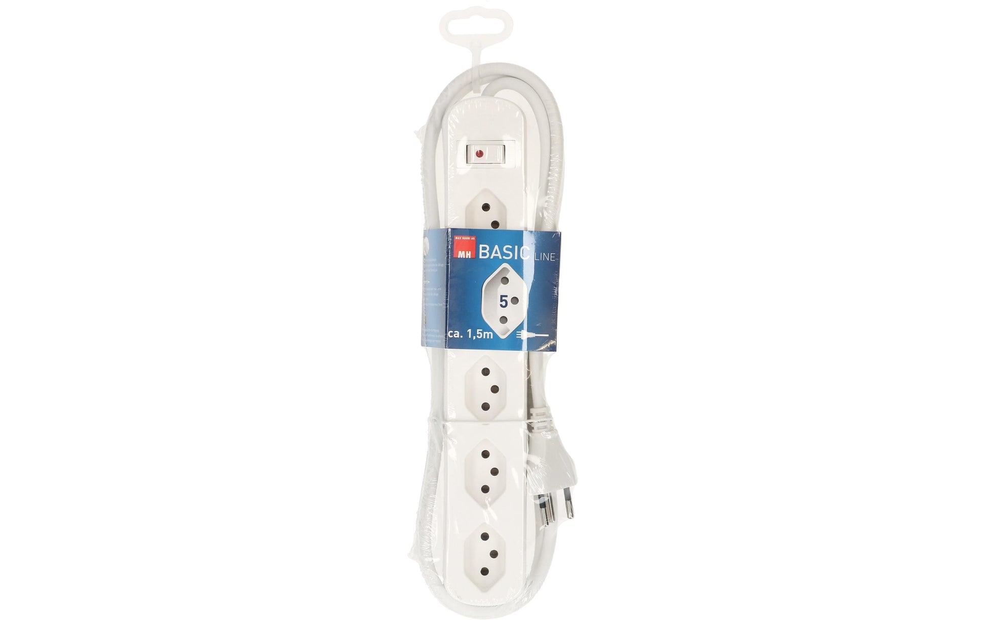 Max Hauri AG Max Hauri Basic-Line – Steckdosenleiste, 5× T13, mit Schalter, 1,5 m, Stecker T12