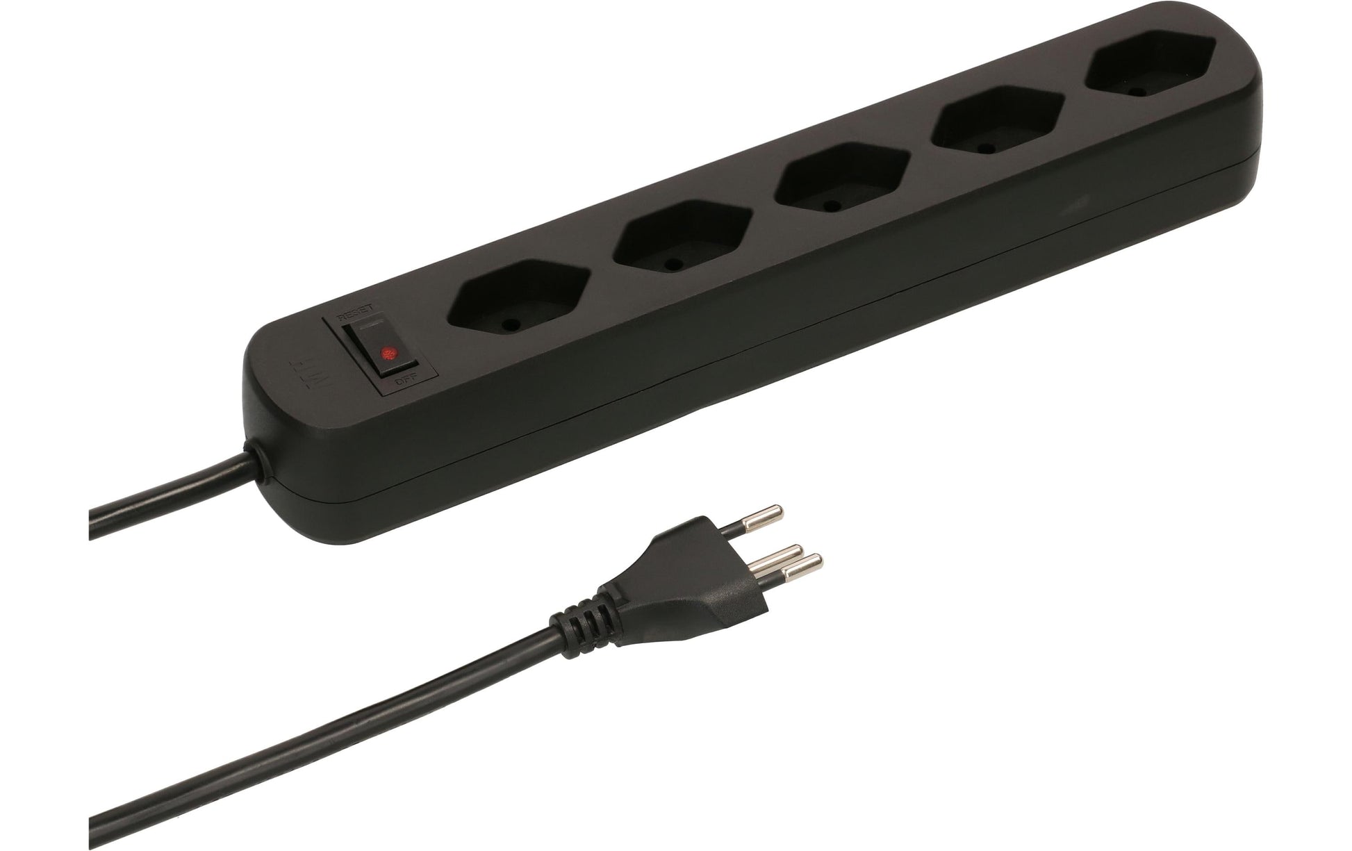 Max Hauri AG Max Hauri Basic-Line Steckdosenleiste, 5×T13, mit Schalter, 1,5 m, Überstromschutz, Eingang T12 – schwarz