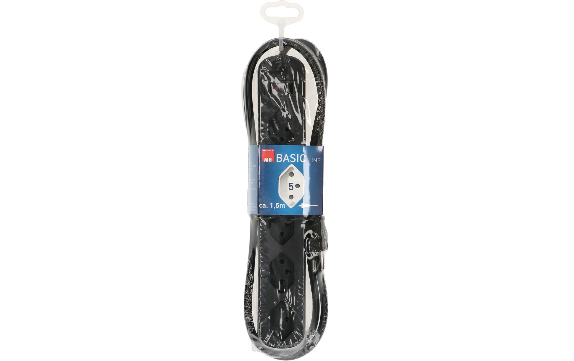 Max Hauri AG Max Hauri Basic-Line Steckdosenleiste, 5×T13, mit Schalter, 1,5 m, Überstromschutz, Eingang T12 – schwarz