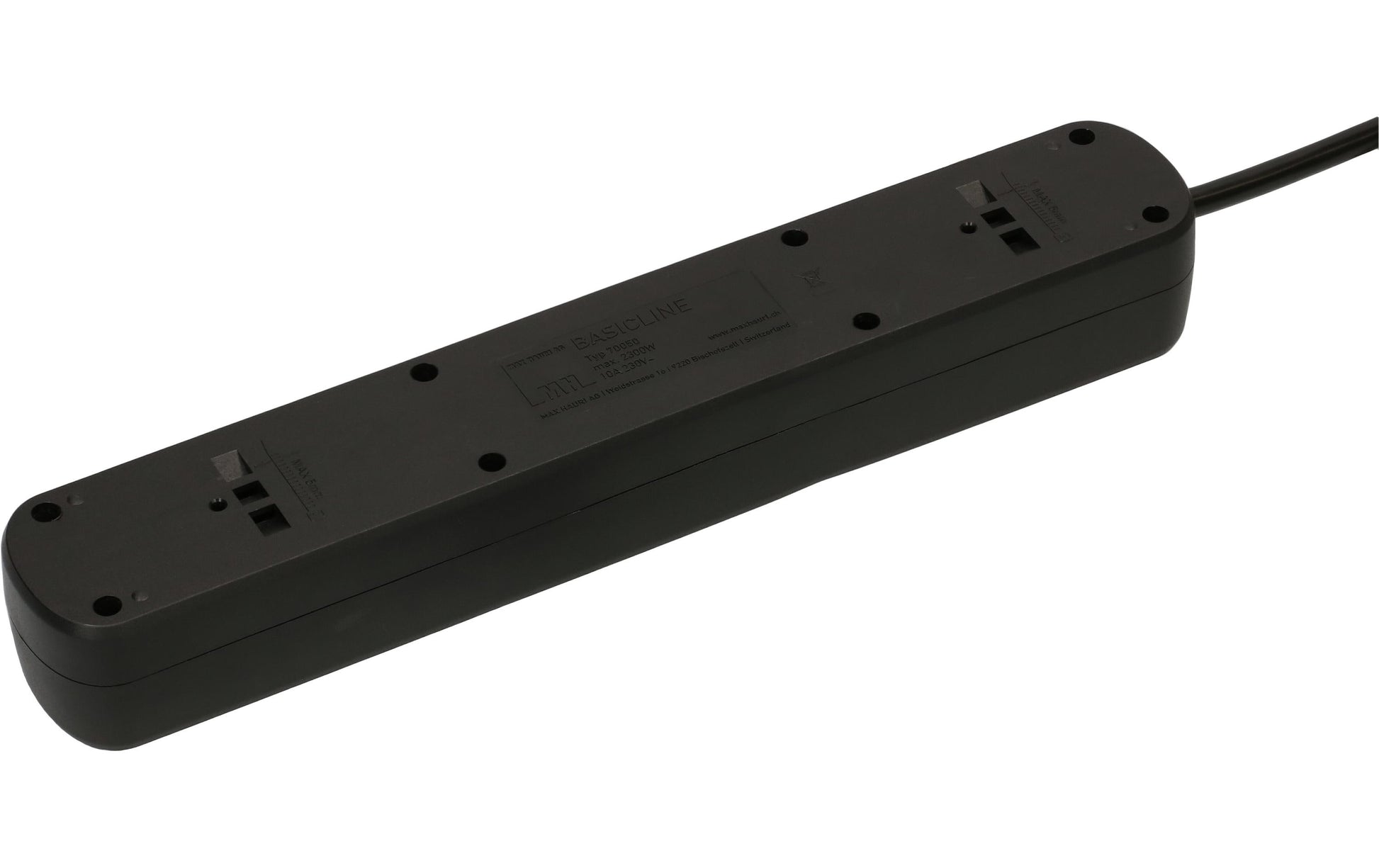 Max Hauri AG Max Hauri Basic-Line Steckdosenleiste, 5×T13, mit Schalter, 1,5 m, Überstromschutz, Eingang T12 – schwarz