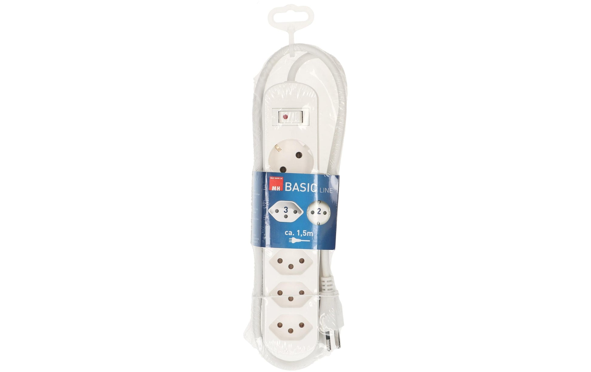 Max Hauri AG Max Hauri Basic-Line – Steckdosenleiste, 5× Schuko (Typ F), mit Schalter, 1,5 m, Stecker T12
