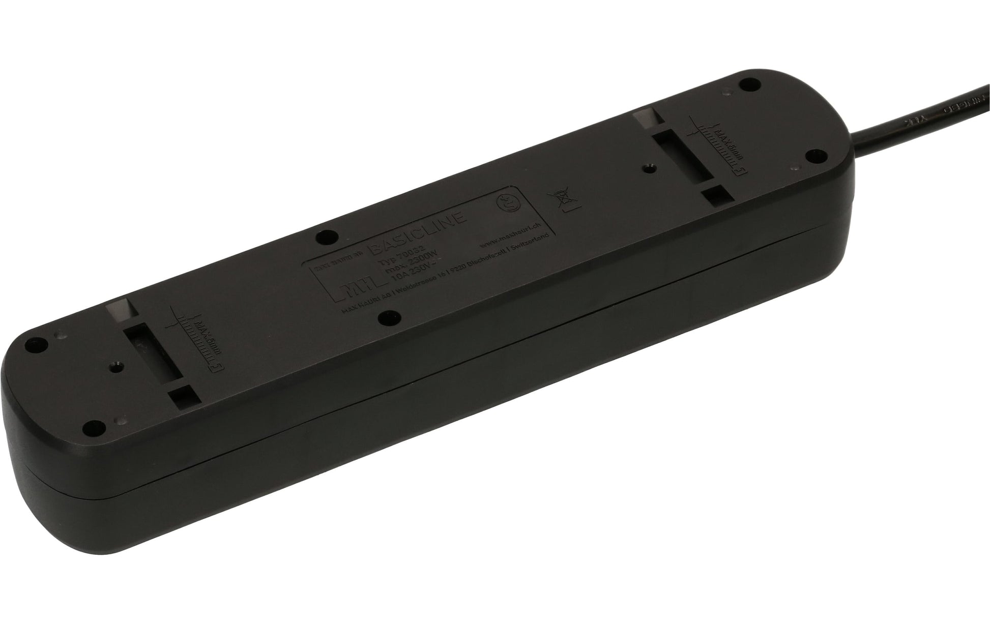 Max Hauri AG Max Hauri Basic-Line Steckdosenleiste, 5×T13, mit Schalter, 1,5 m, Überstromschutz, Eingang T12 – schwarz