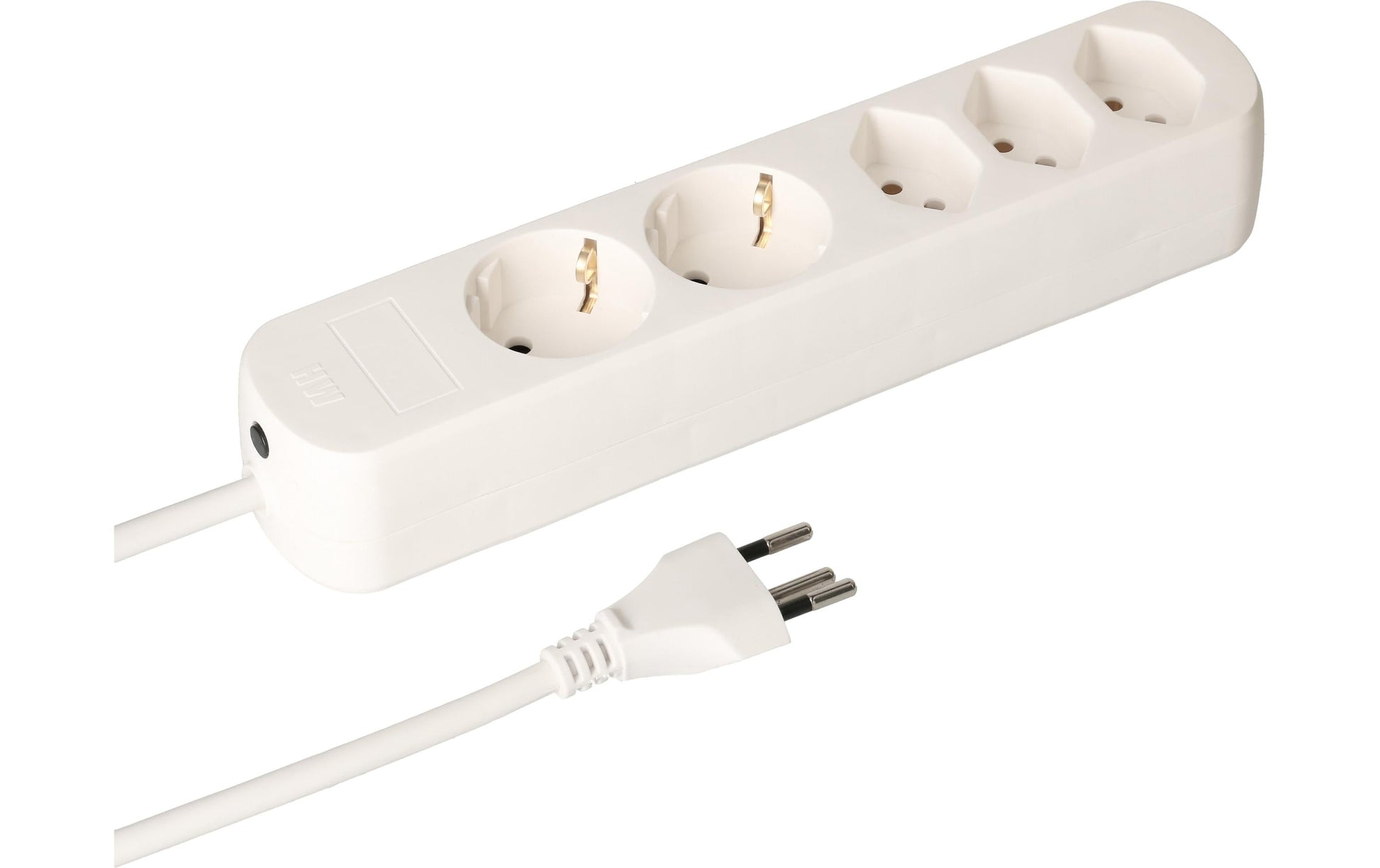 Max Hauri AG Max Hauri Basic-Line Steckdosenleiste, 5×T13, 1,5 m, Eingang T12, mit Befestigungslaschen – Weiss