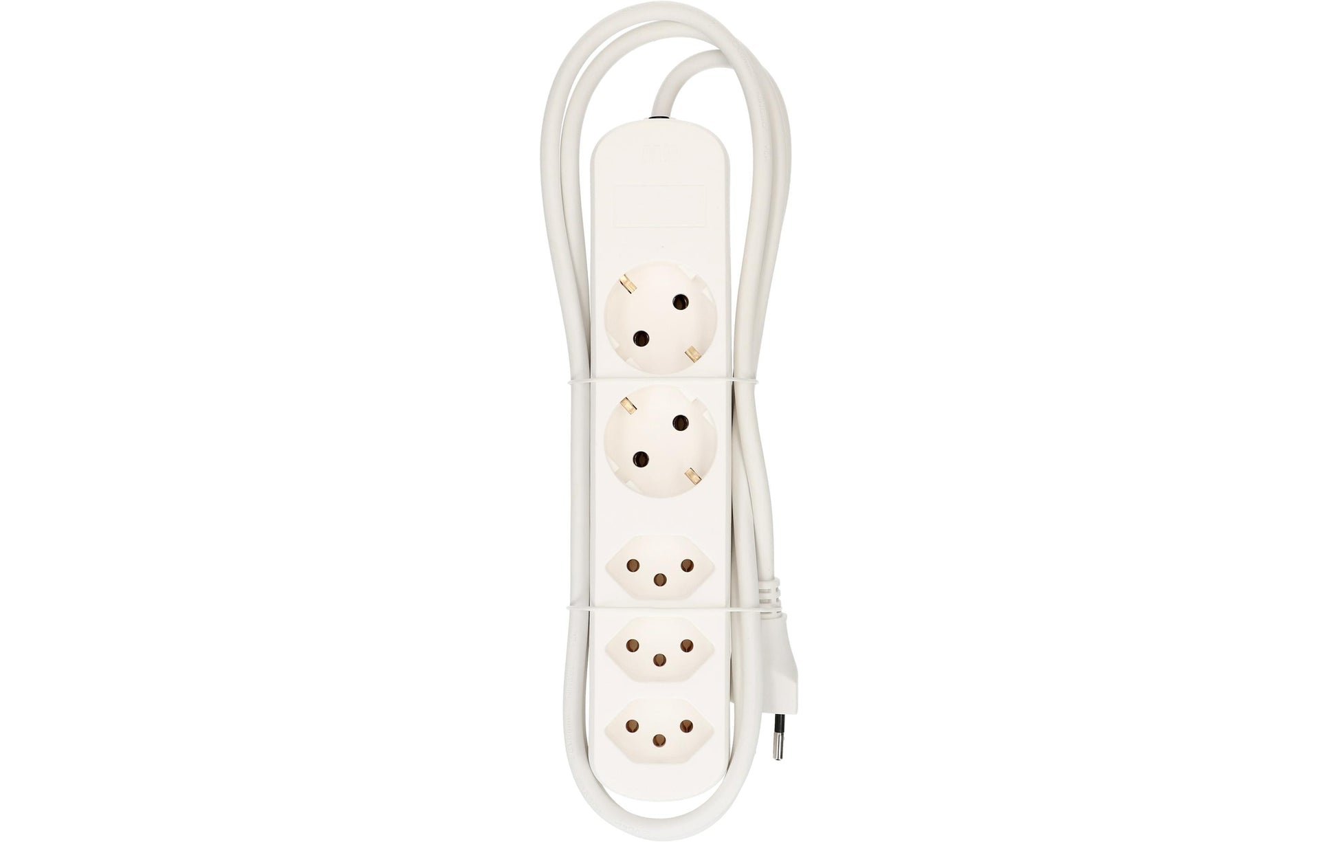 Max Hauri AG Max Hauri Basic-Line Steckdosenleiste, 5×T13, 1,5 m, Eingang T12, mit Befestigungslaschen – Weiss
