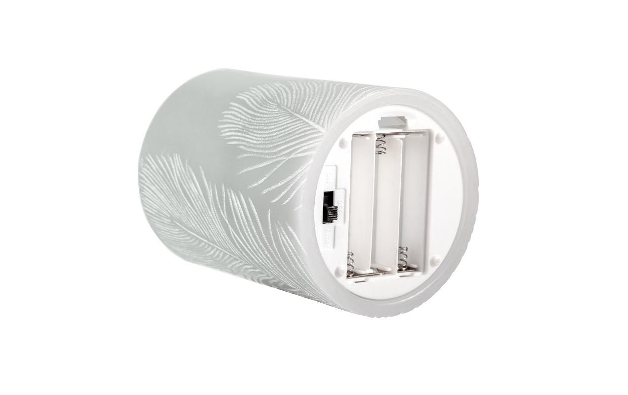 Pauleen LED-Wachskerze Cosy Feather – 2er Pack, Warmweiss, Timer, Flackernd, Grau/Weiss
