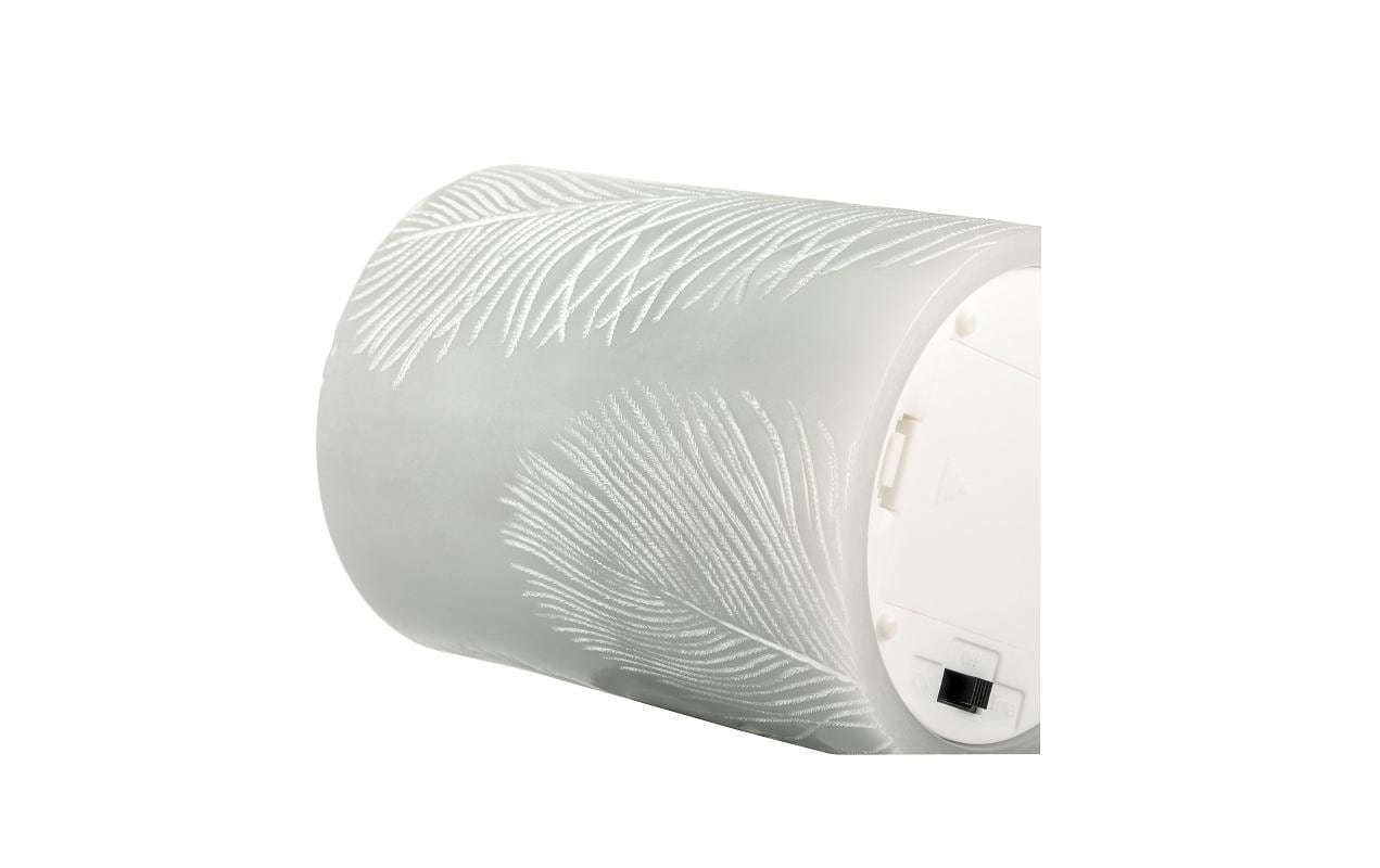 Pauleen LED-Wachskerze Cosy Feather – 2er Pack, Warmweiss, Timer, Flackernd, Grau/Weiss