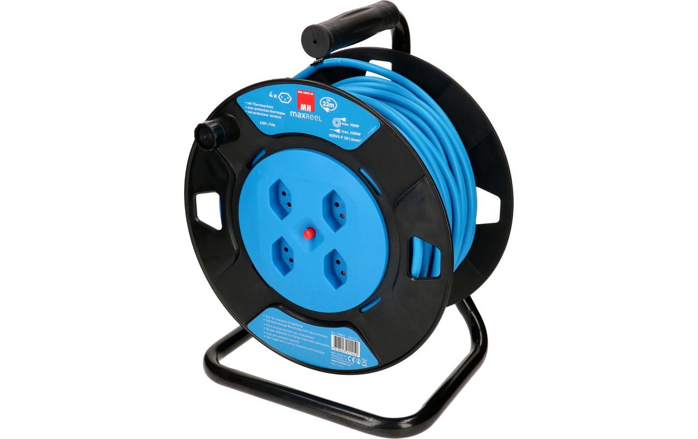 Max Hauri AG Max Hauri Kabelrolle, 33 m, 4×T13, Thermoschutz, Eingang T12 – Schwarz