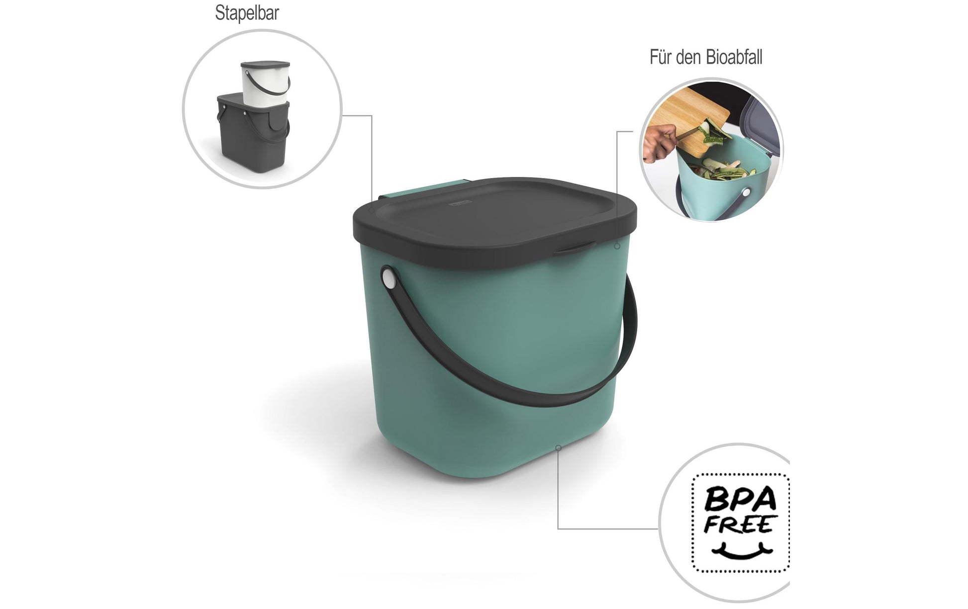 Rotho Recyclingbox Albula – 6 l – Kunststoff, rechteckig – Mistelgrün