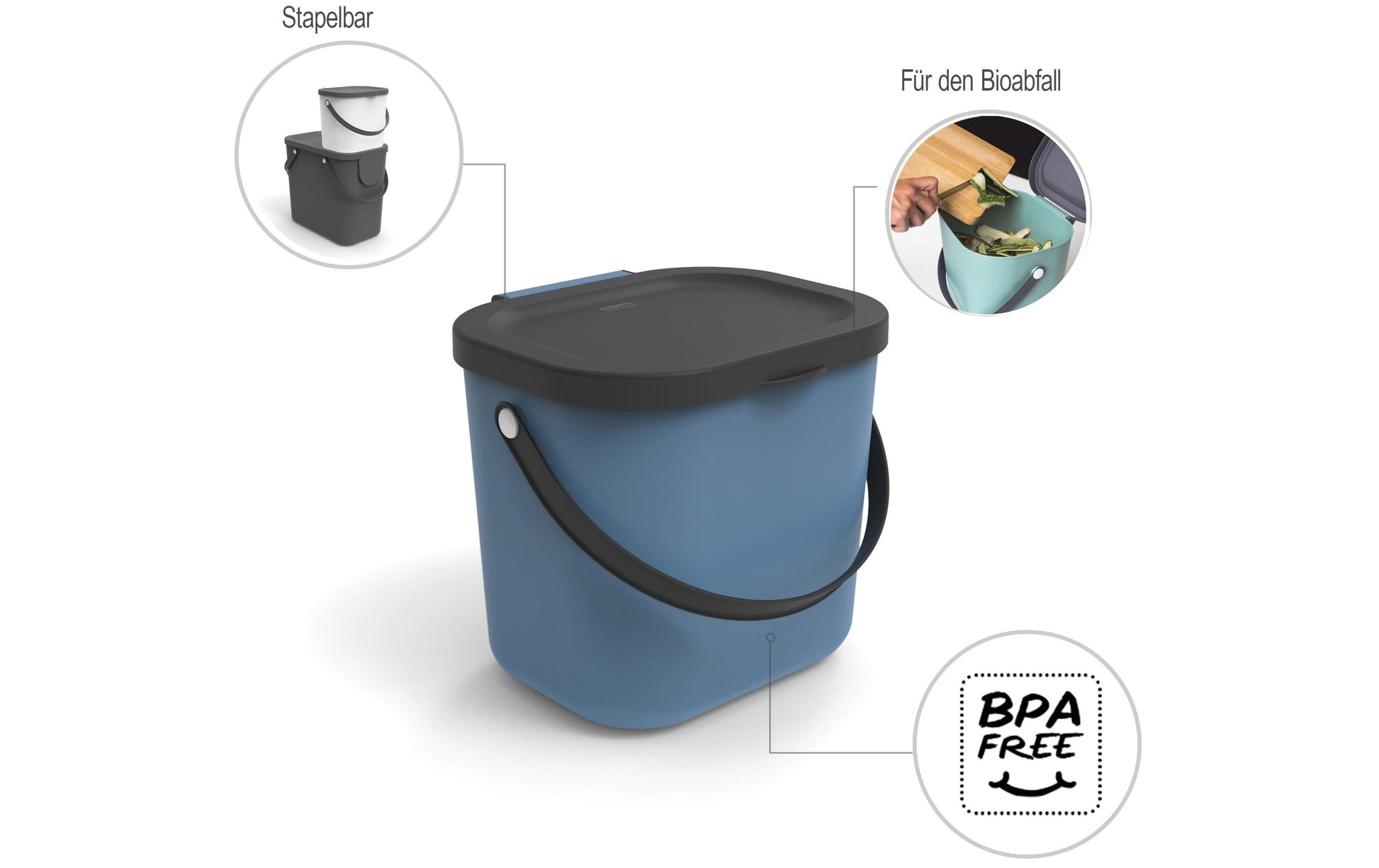 Rotho Recyclingbox Albula – 6 l – Kunststoff, rund – blau – BPA-frei