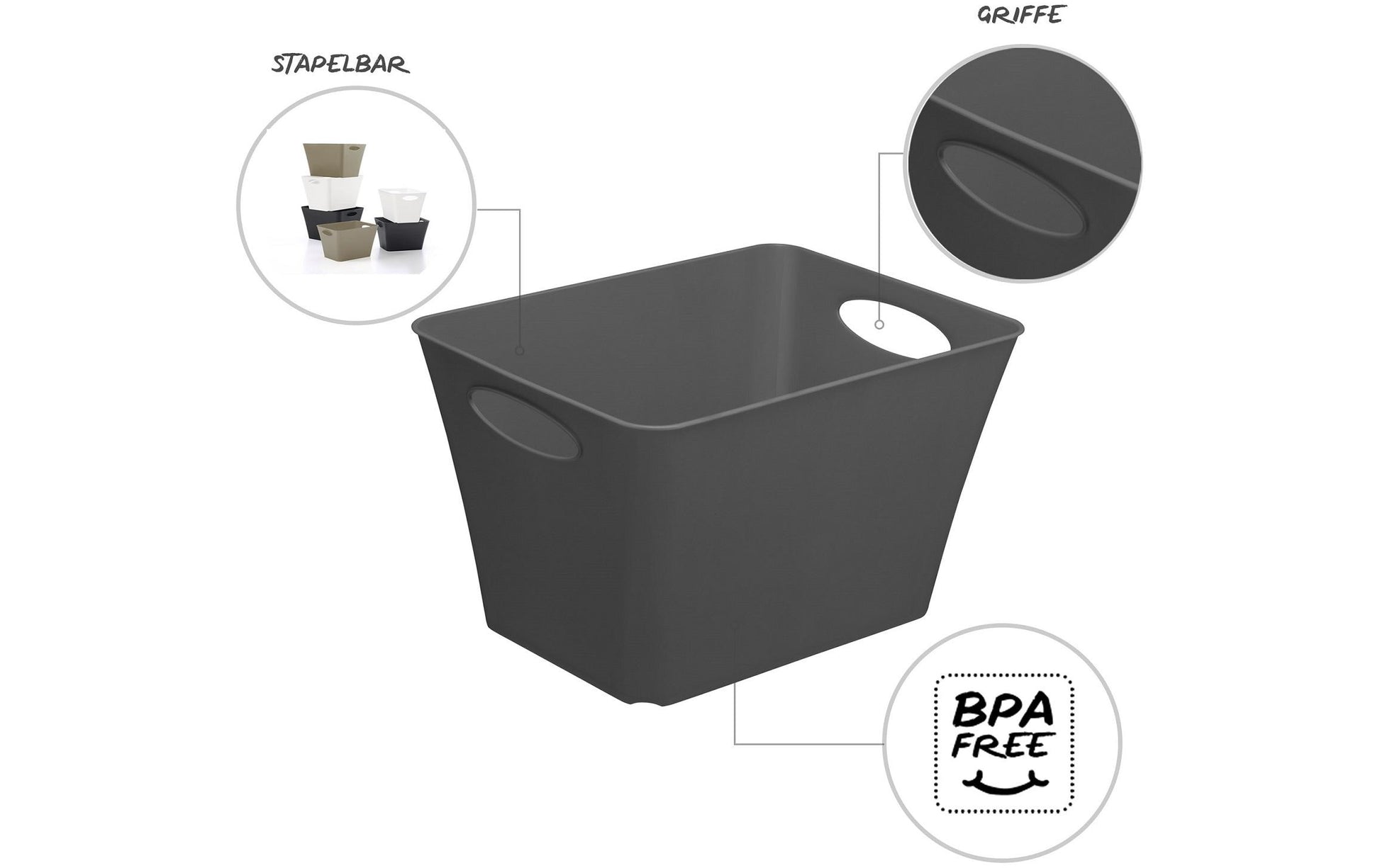 Rotho Aufbewahrungsbox Living – Kunststoff, Anthrazit, 32,1 × 26 × 43,1 cm