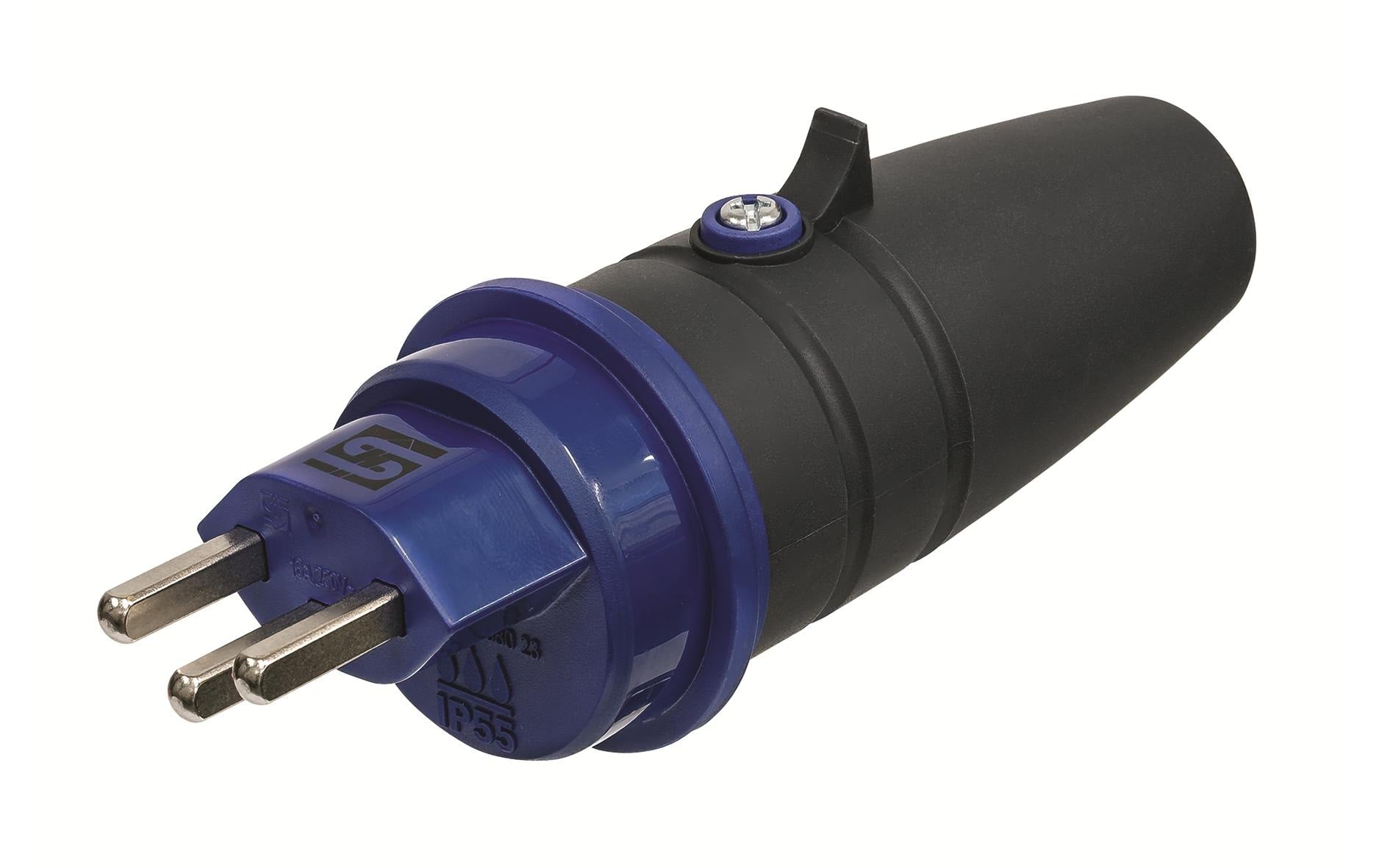 Steffen Montagestecker, 16 A 230 V, IP55, T23, gerade, Schraubklemme – grau