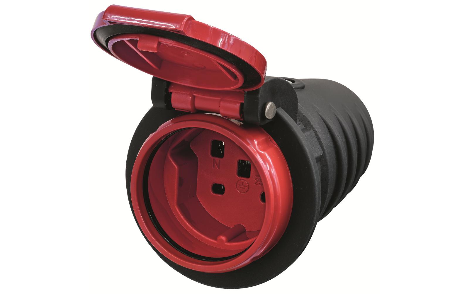 Steffen Montagekupplung T25 – Thermoplast, Grau/Rot, mit Verschlussdeckel, gerade, männlich, IP55, 1er-Pack