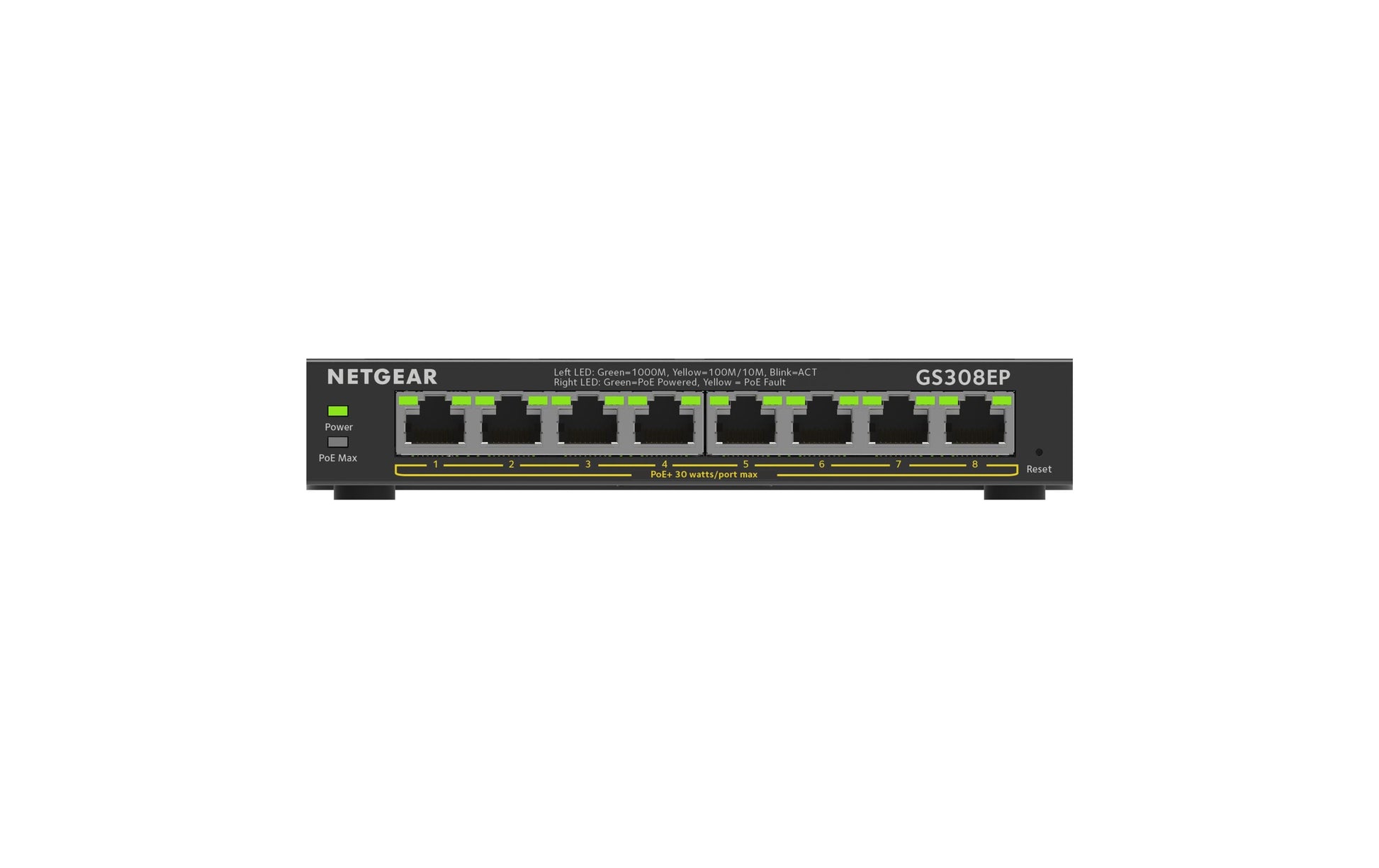 NETGEAR GS308EP – Managed Switch – 8×GbE, L2/L3, PoE+
