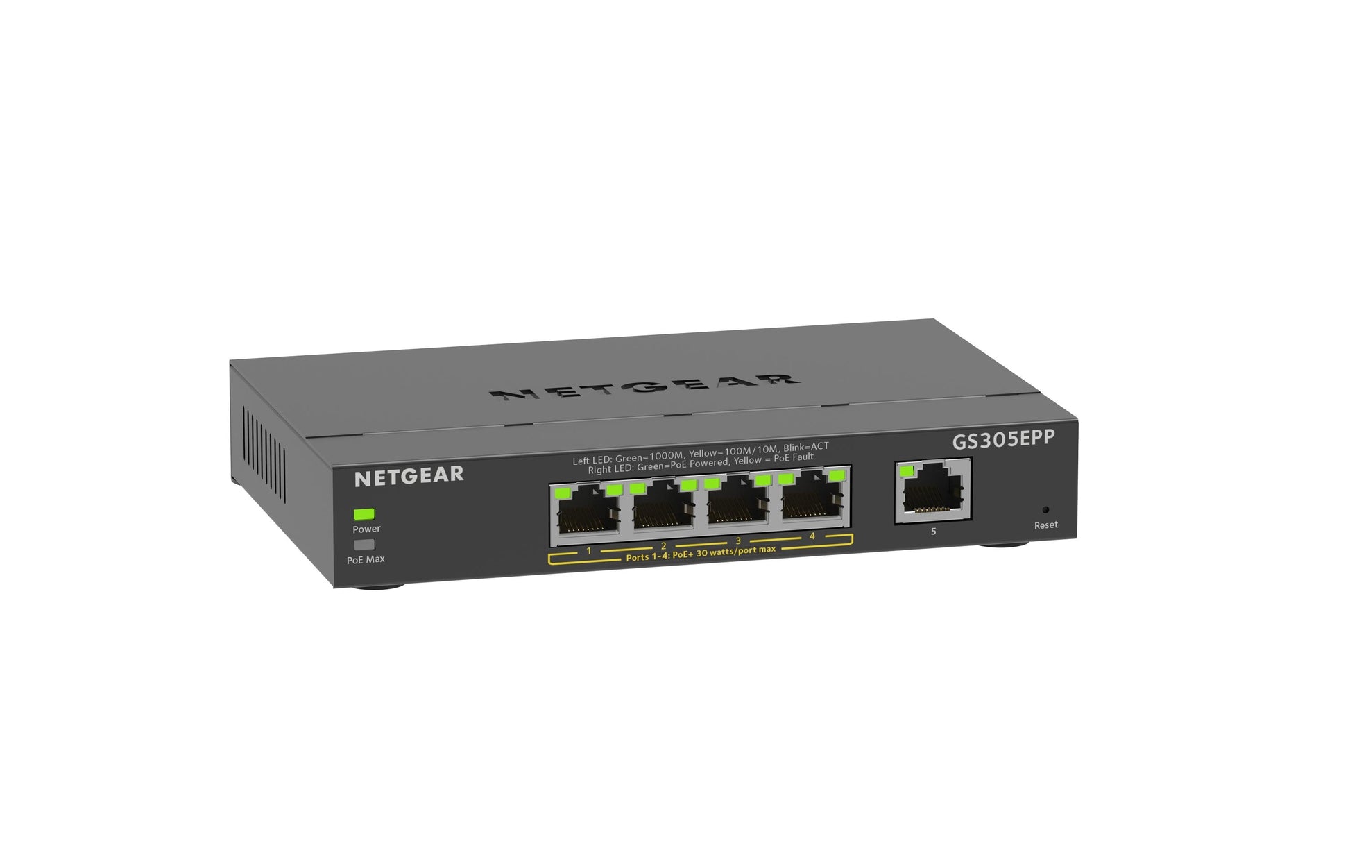 NETGEAR GS305EPP – Managed Switch – 5×GbE, L2/L3, PoE+