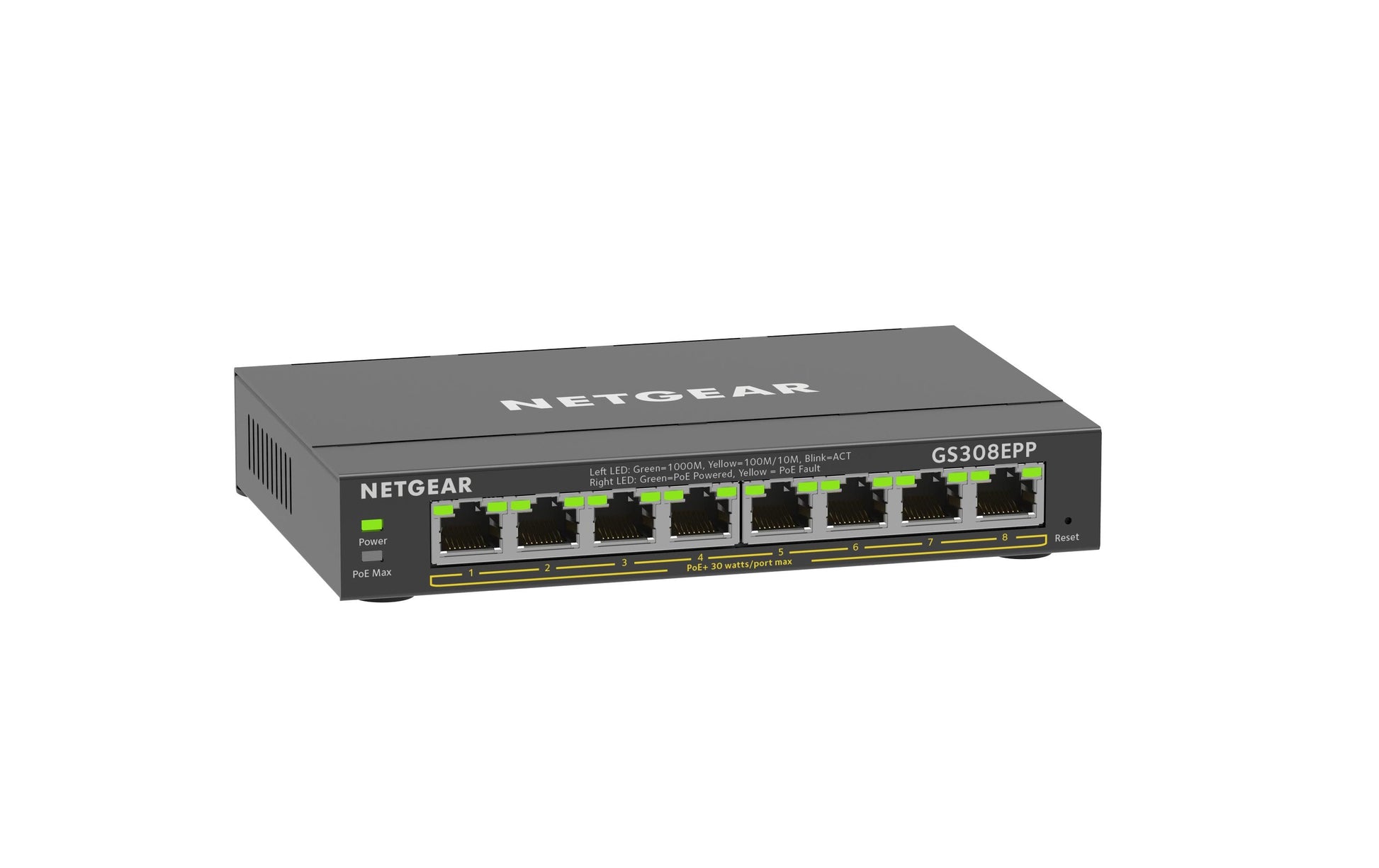 NETGEAR GS308EPP – Managed Switch – 8×GbE, L2/L3, PoE+