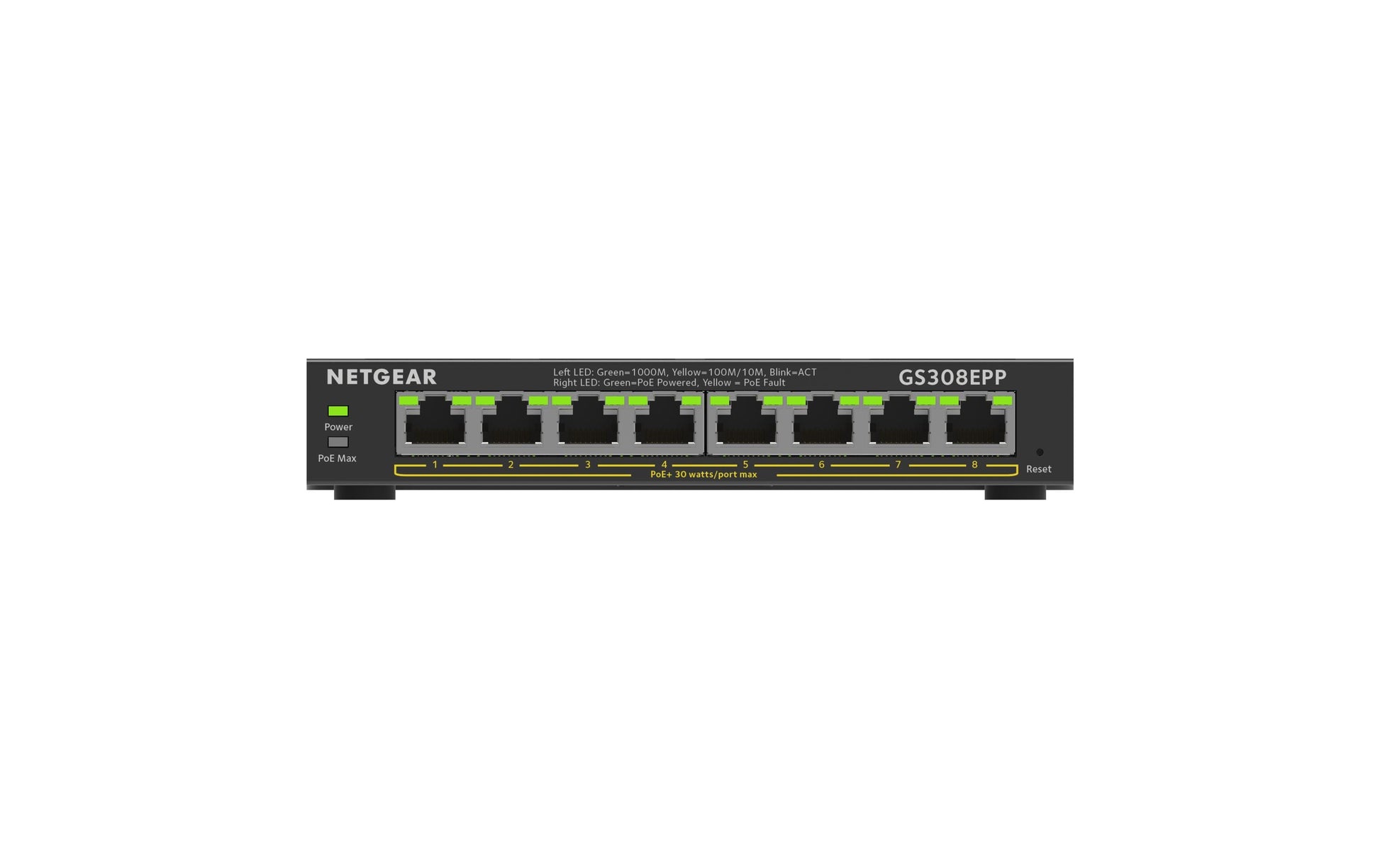 NETGEAR GS308EPP – Managed Switch – 8×GbE, L2/L3, PoE+