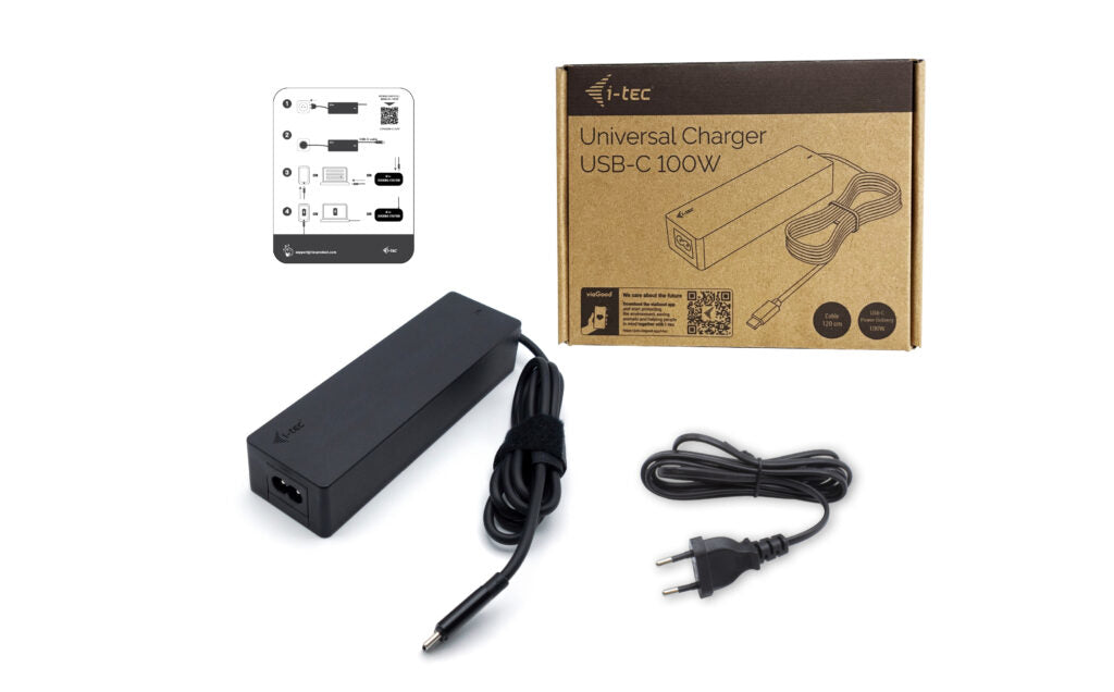 i-tec Universal Ladegerät USB-Ladegerät 100 W – USB-C×1 – PD 3.0, EU-Stecker (Typ C) – Schwarz