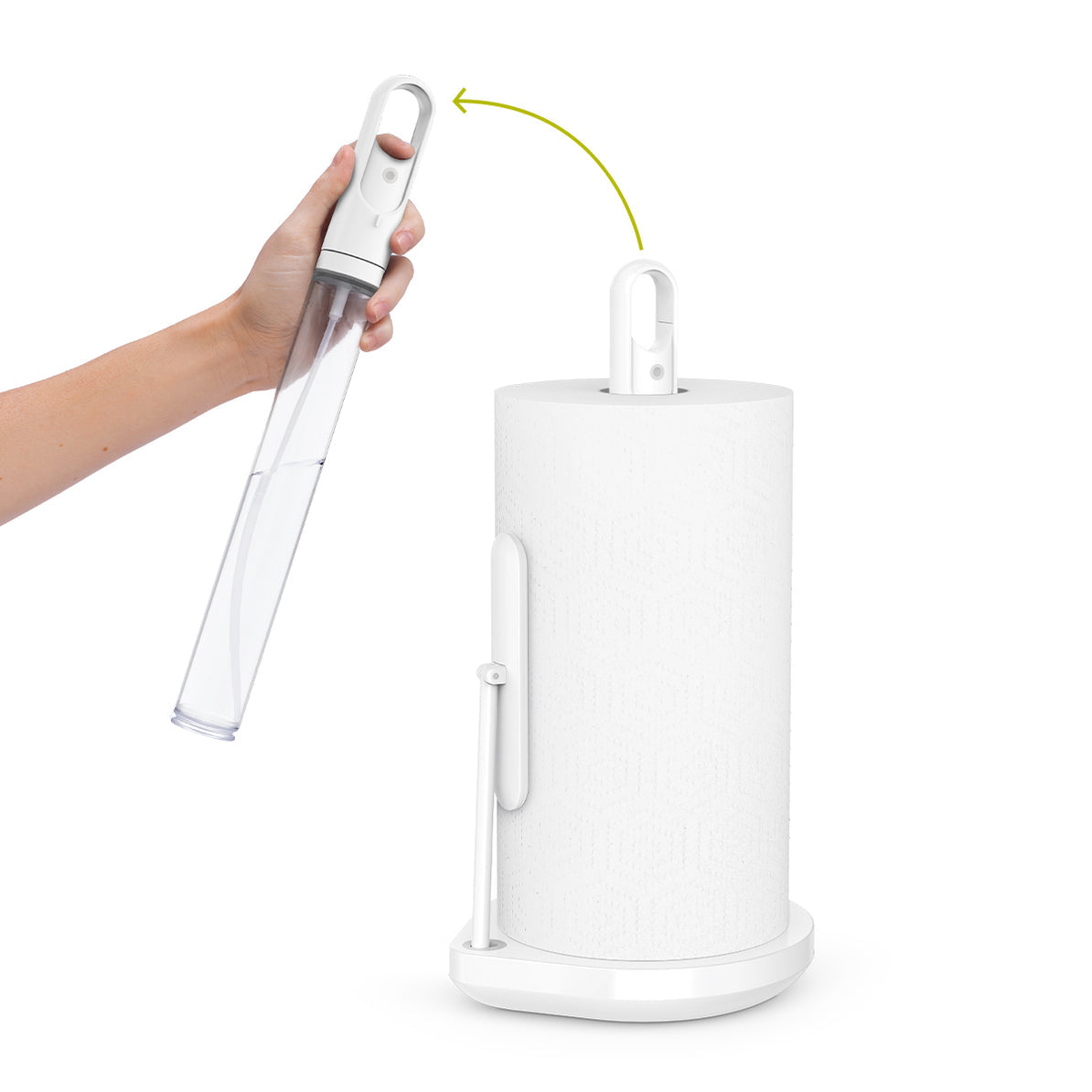 Simplehuman – Küchenrollenhalter Edelstahl, 20,6 × 18 × 38,1 cm, Weiss, für Rollen bis Ø 18 cm