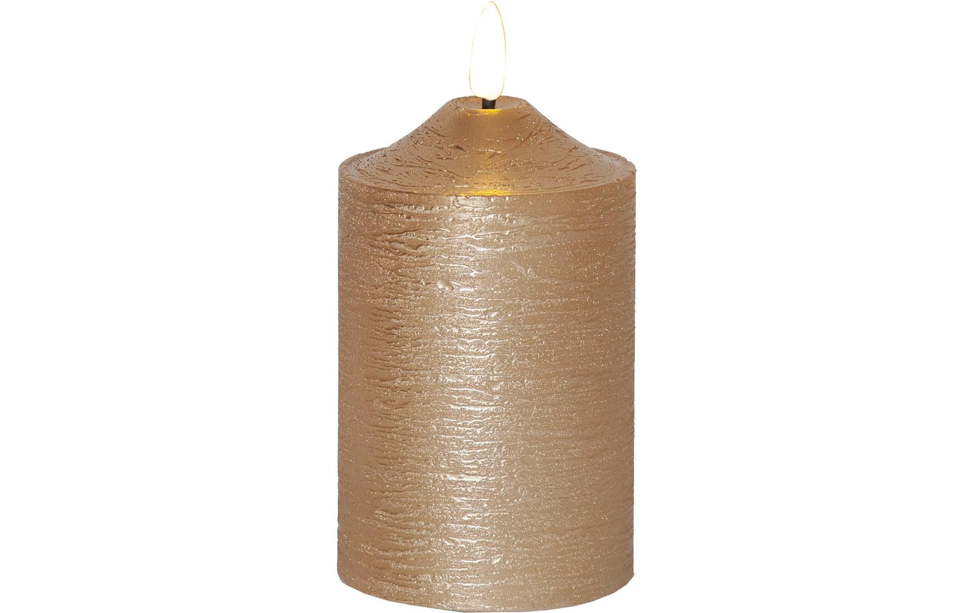 Star Trading LED-Säulenkerze – Ø 7,5 × 15 cm – Wachs, Gold