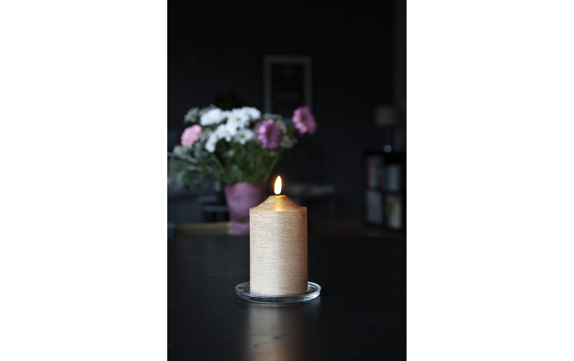 Star Trading LED-Säulenkerze – Ø 7,5 × 15 cm – Wachs, Gold