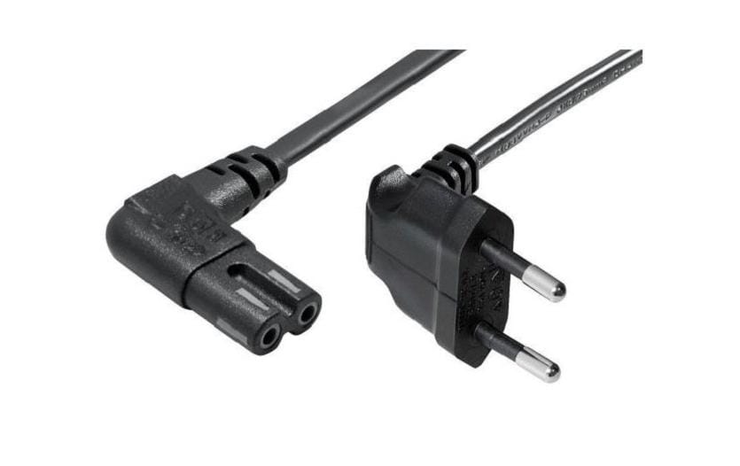 NIWOTRON Netzkabel, Eurostecker (Typ C) auf IEC C7, abgewinkelt, 10 m, Schwarz, 04-4094