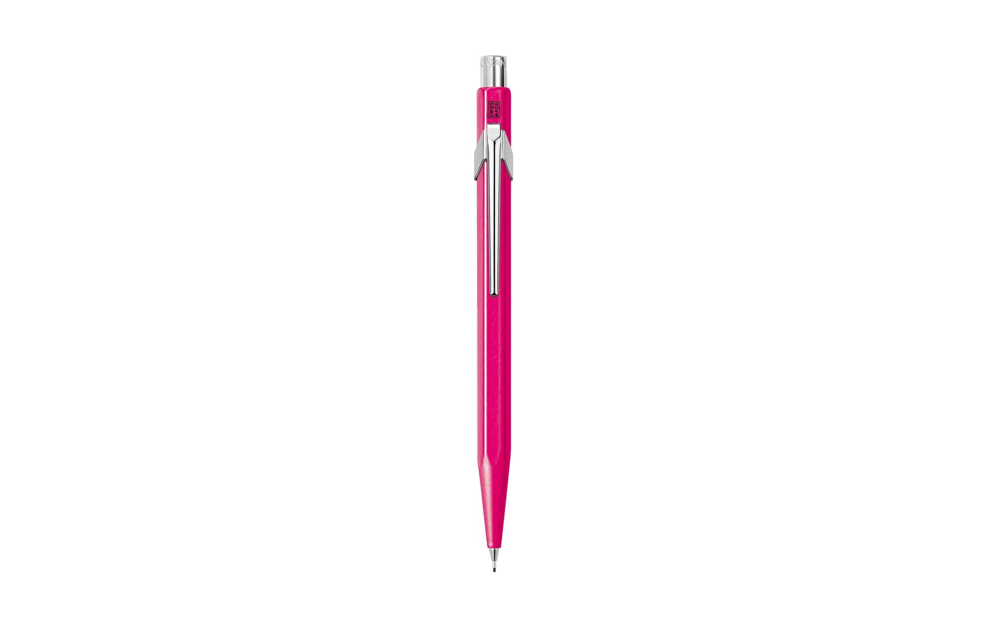 Caran d-Ache 849 Druckbleistift – 0,7 mm – Aluminium – Neonpurpur – Mit Radierer – 1er-Pack