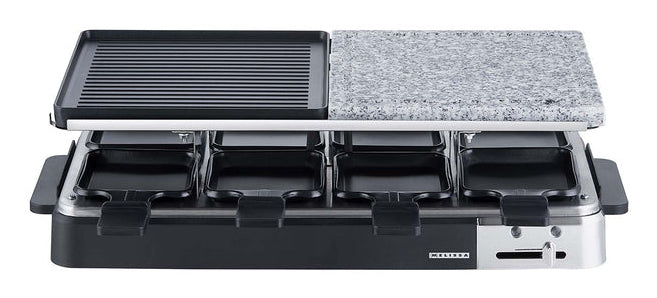Melissa Raclette 16300027 – 8 Personen, 1300 W, Grillplatte 21×21 cm – schwarz