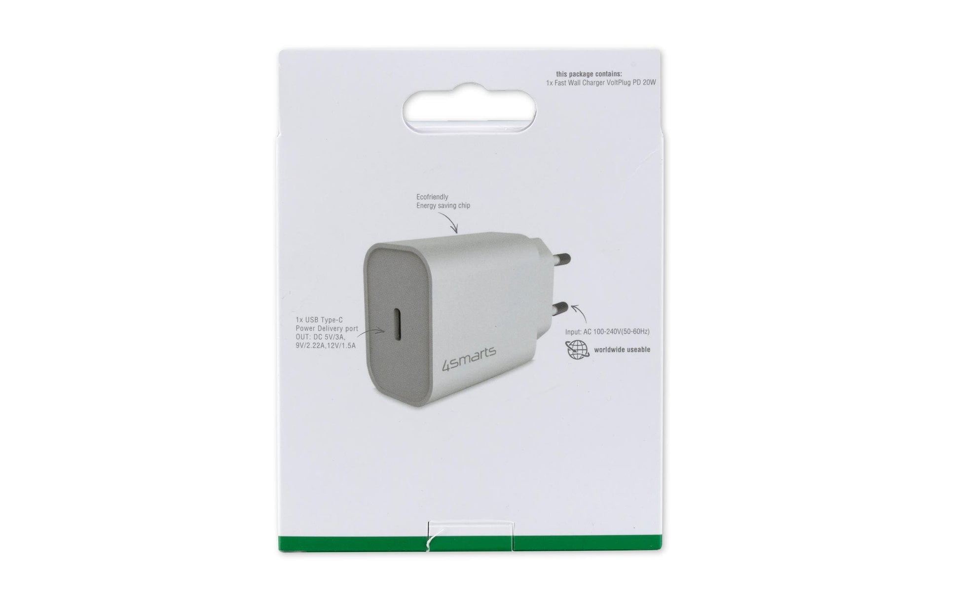 4smarts VoltPlug USB-Ladegerät 20 W – USB-C×1 – PD – Weiss