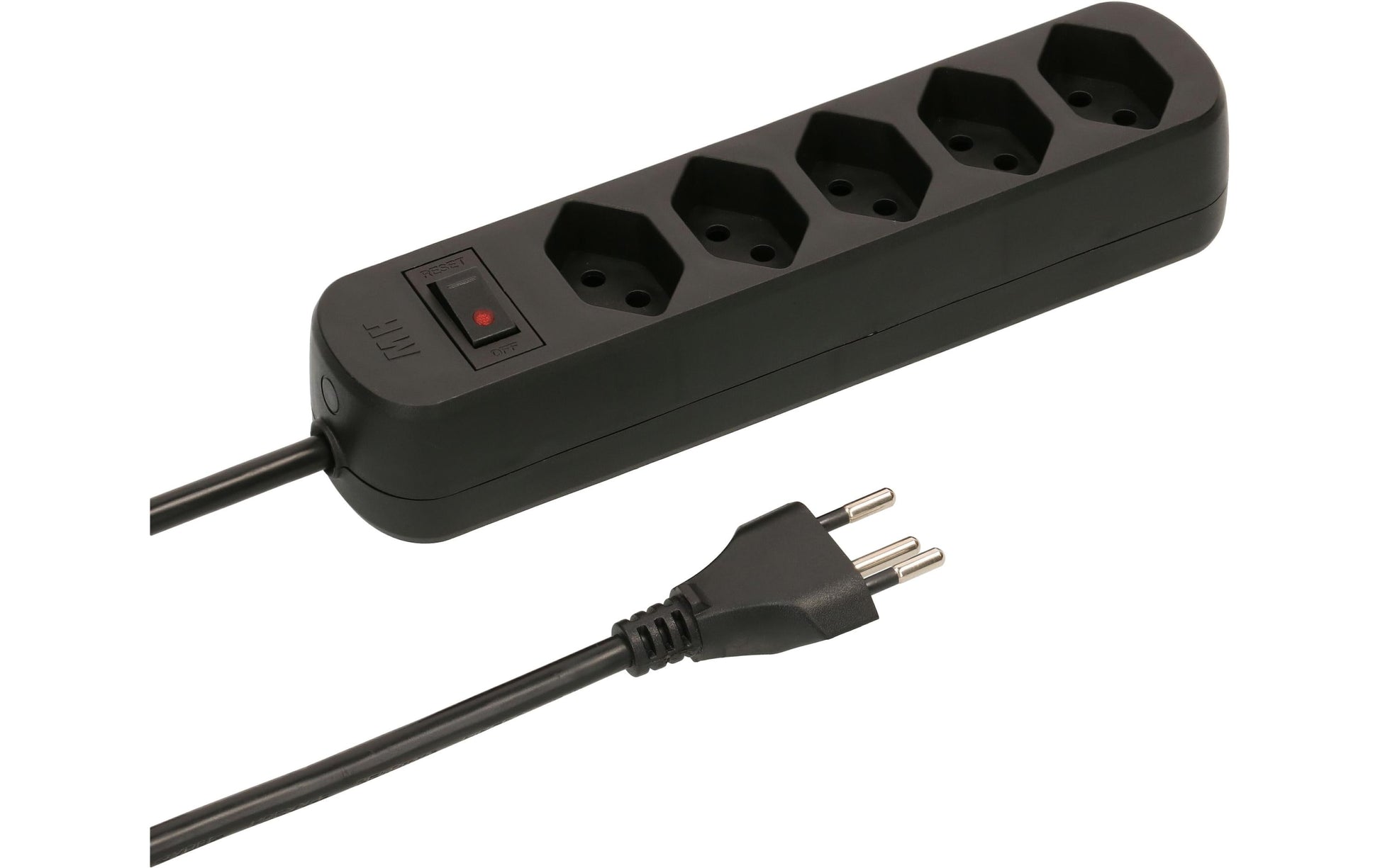 Max Hauri AG Max Hauri Basic-Line V2 – Steckdosenleiste, 5× T13, mit Schalter, 5 m, Stecker T12