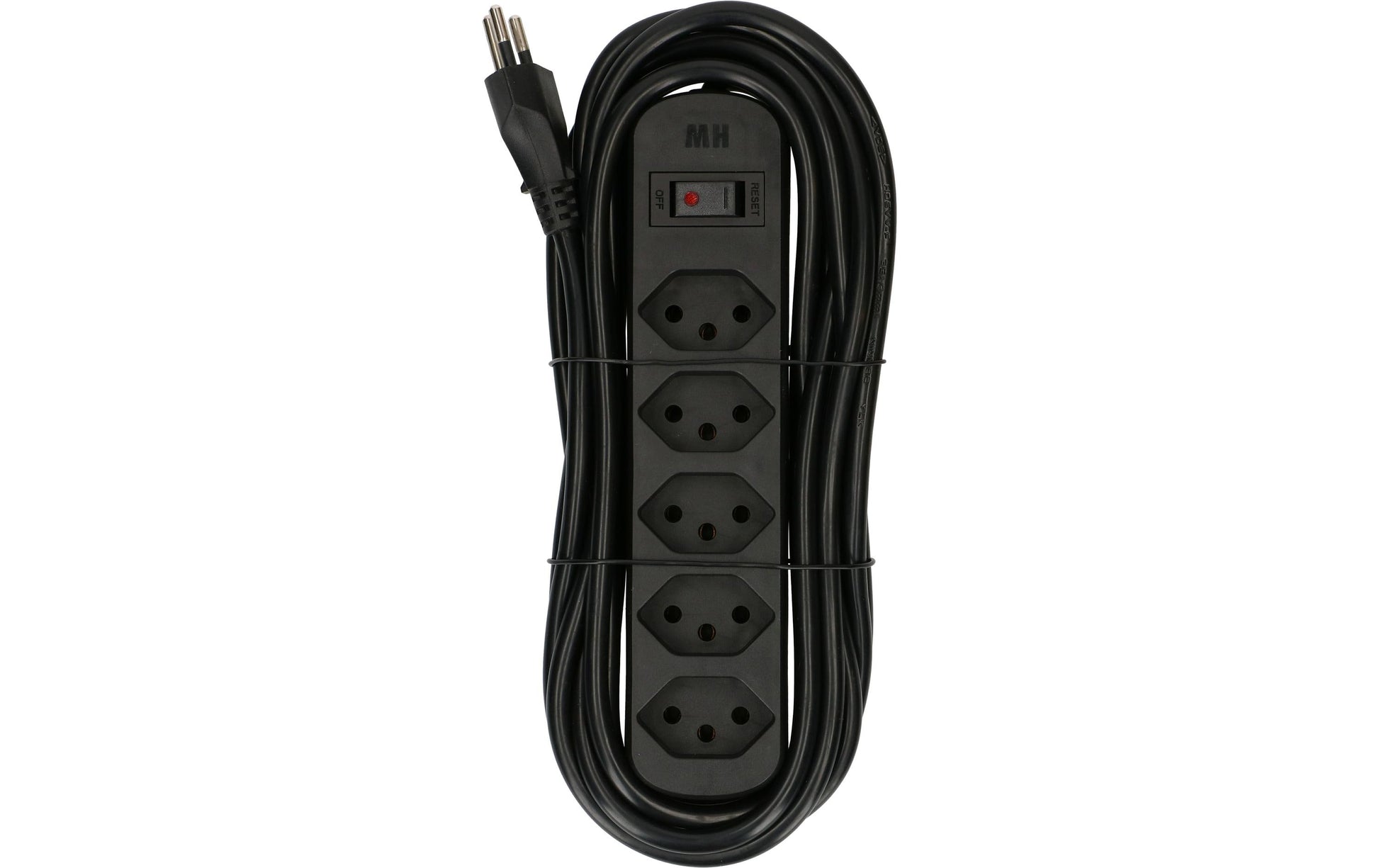 Max Hauri AG Max Hauri Basic-Line V2 – Steckdosenleiste, 5× T13, mit Schalter, 5 m, Stecker T12
