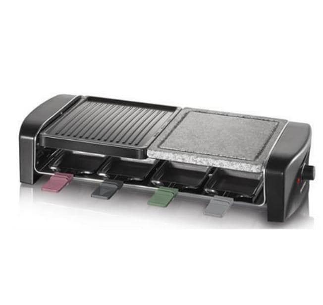 Severin Raclette-Grill RG9645 – 8 Personen, 1'400 W, Grillplatte Stein – Schwarz