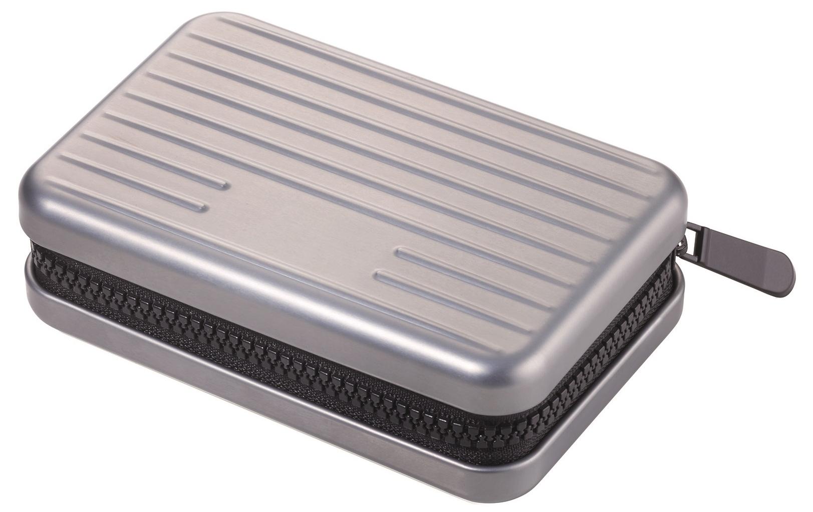 TROIKA Visitenkartenetui – Aluminium, Polyester, Silber, 20 Karten, RFID