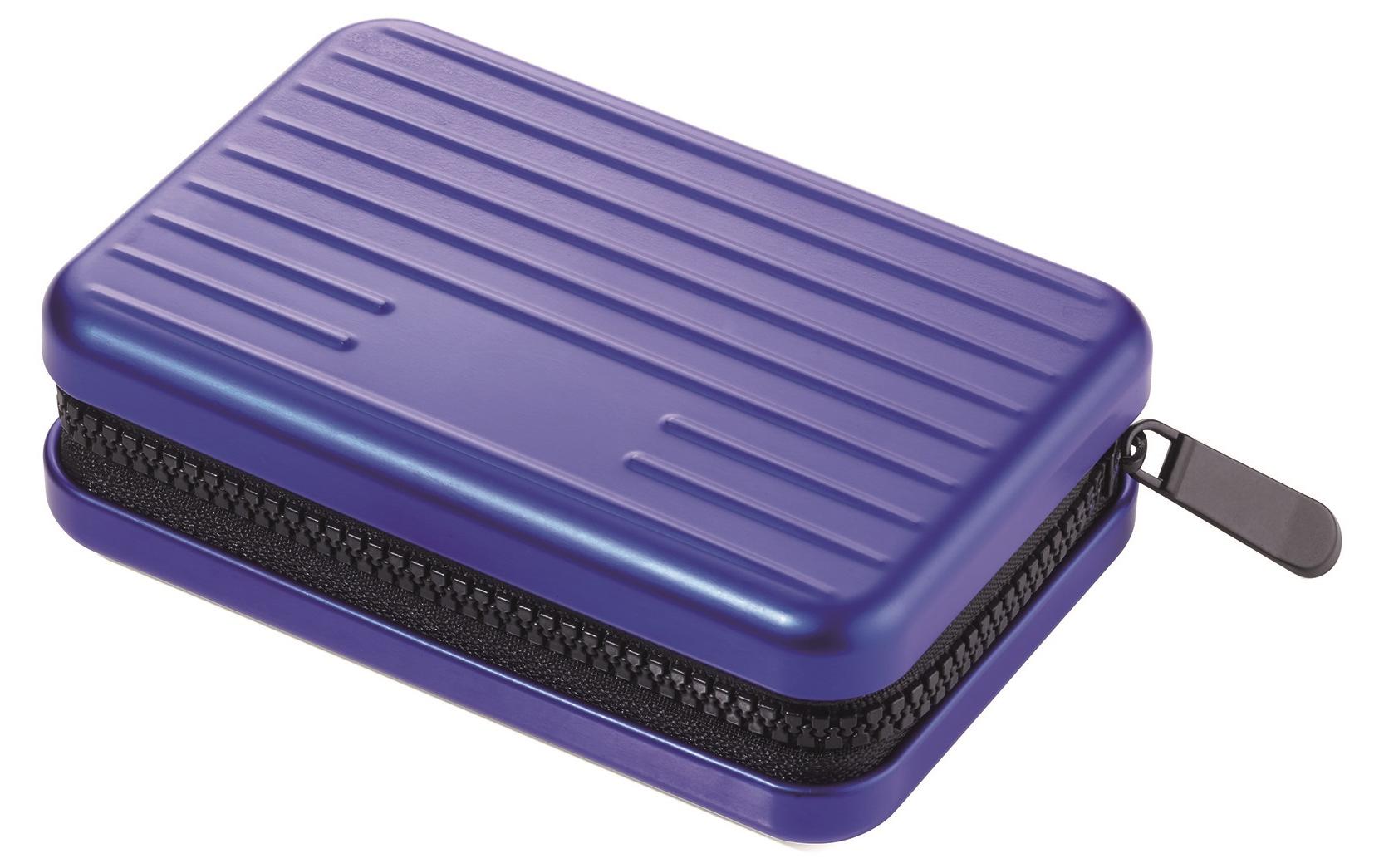 TROIKA Visitenkartenetui – Aluminium/Polyester, Blau, 20 Karten, RFID, 1er-Pack