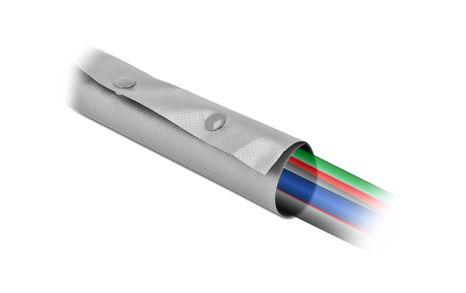 DeLOCK Kabelschlauch, Ø 29 mm, 2 m, Wiederverwendbar, Druckknopfverschluss – Schwarz/Grau