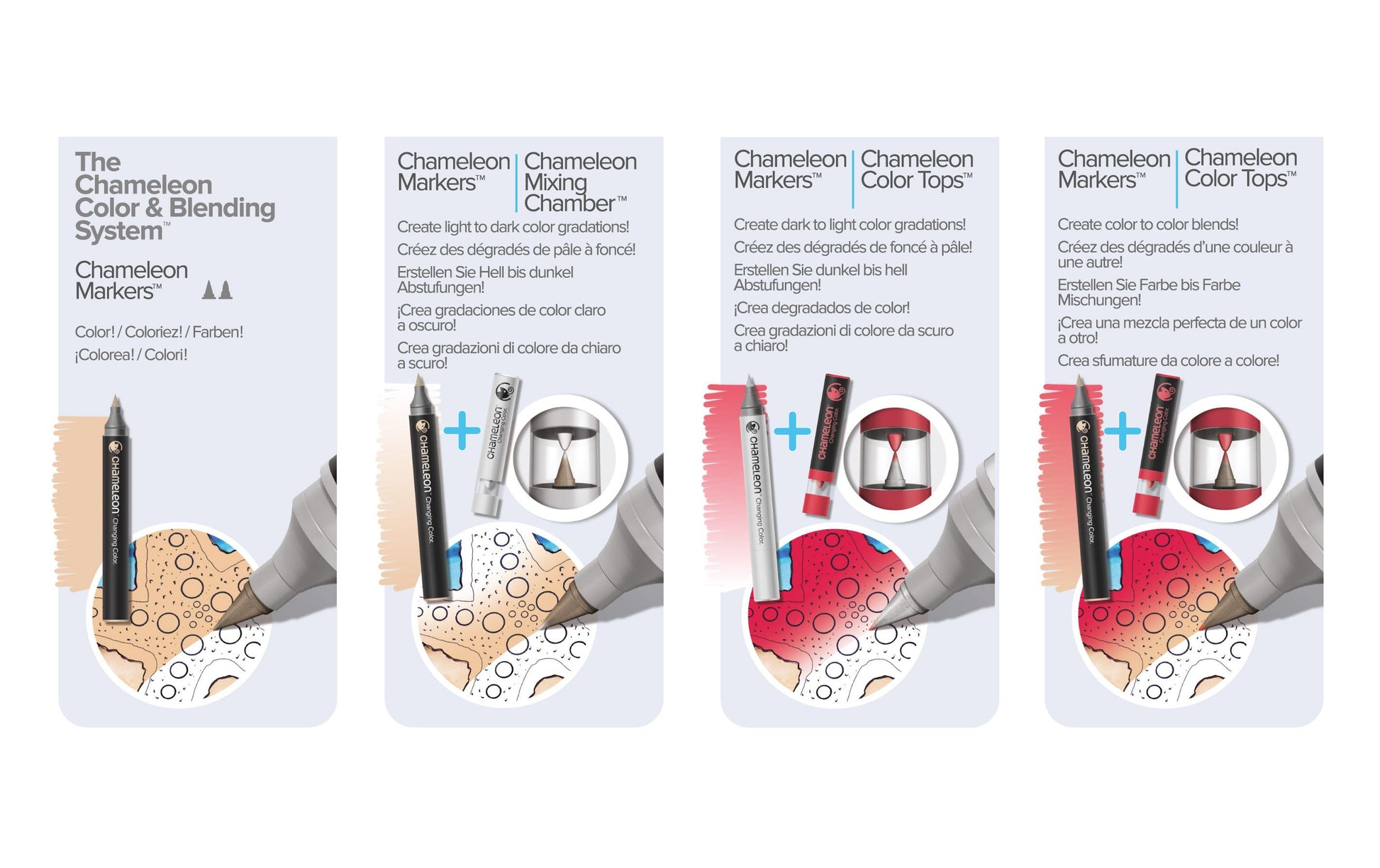 Chameleon Color&Blending Set Permanentmarker – Bürstenspitze 1–4 mm – Mehrfarbig, 6er-Pack