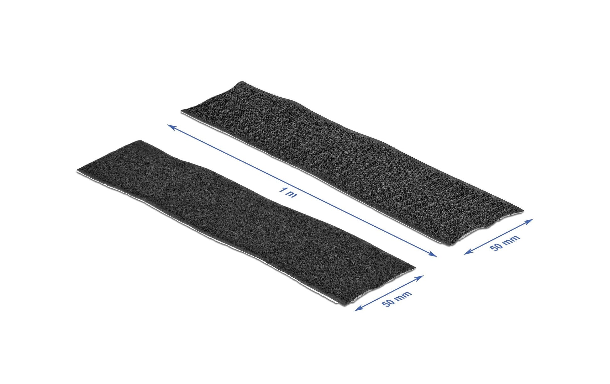 DeLOCK Klettband, 1 m × 50 mm – schwarz