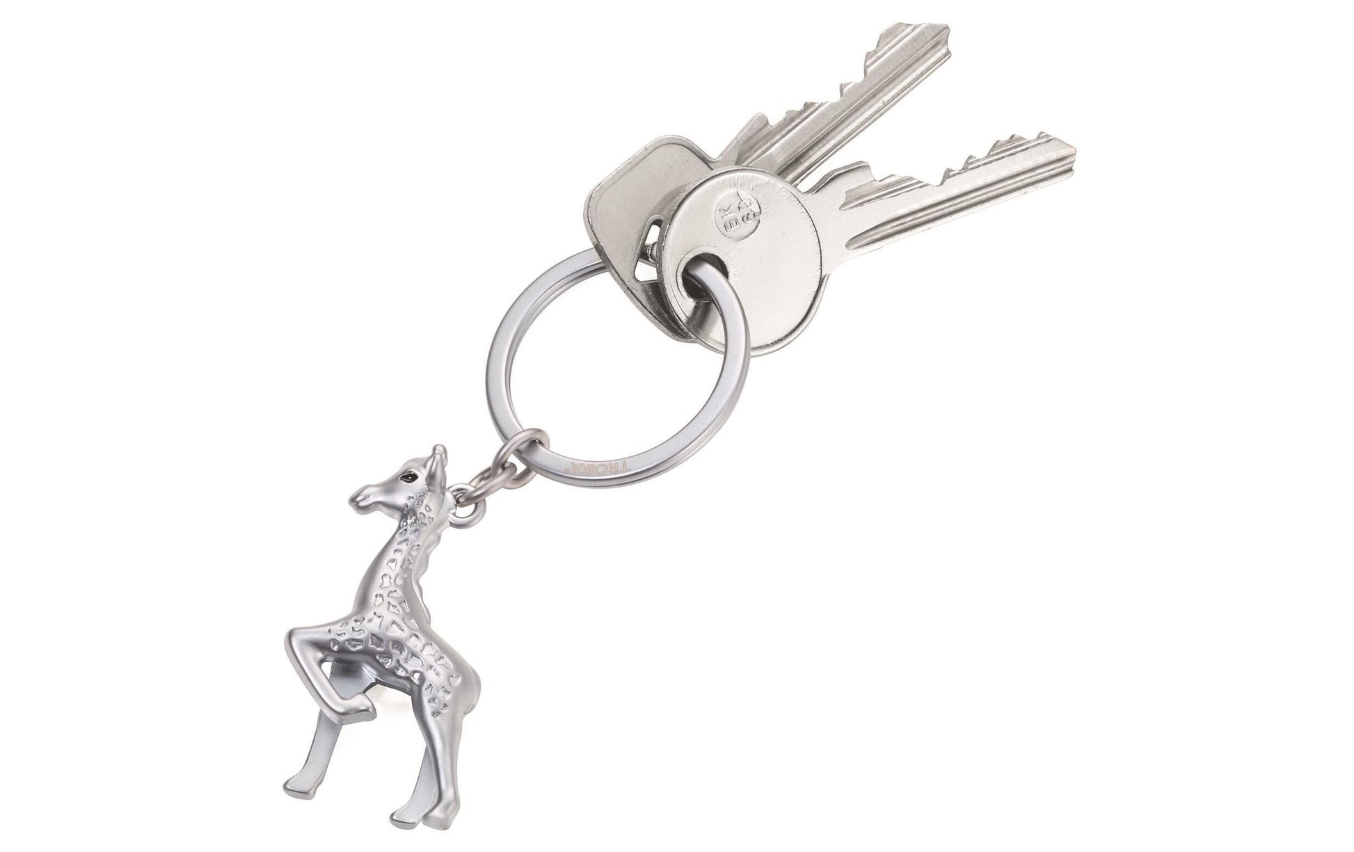 TROIKA Schlüsselanhänger Gisela Giraffe – Metall/Chrom, Silbergrau