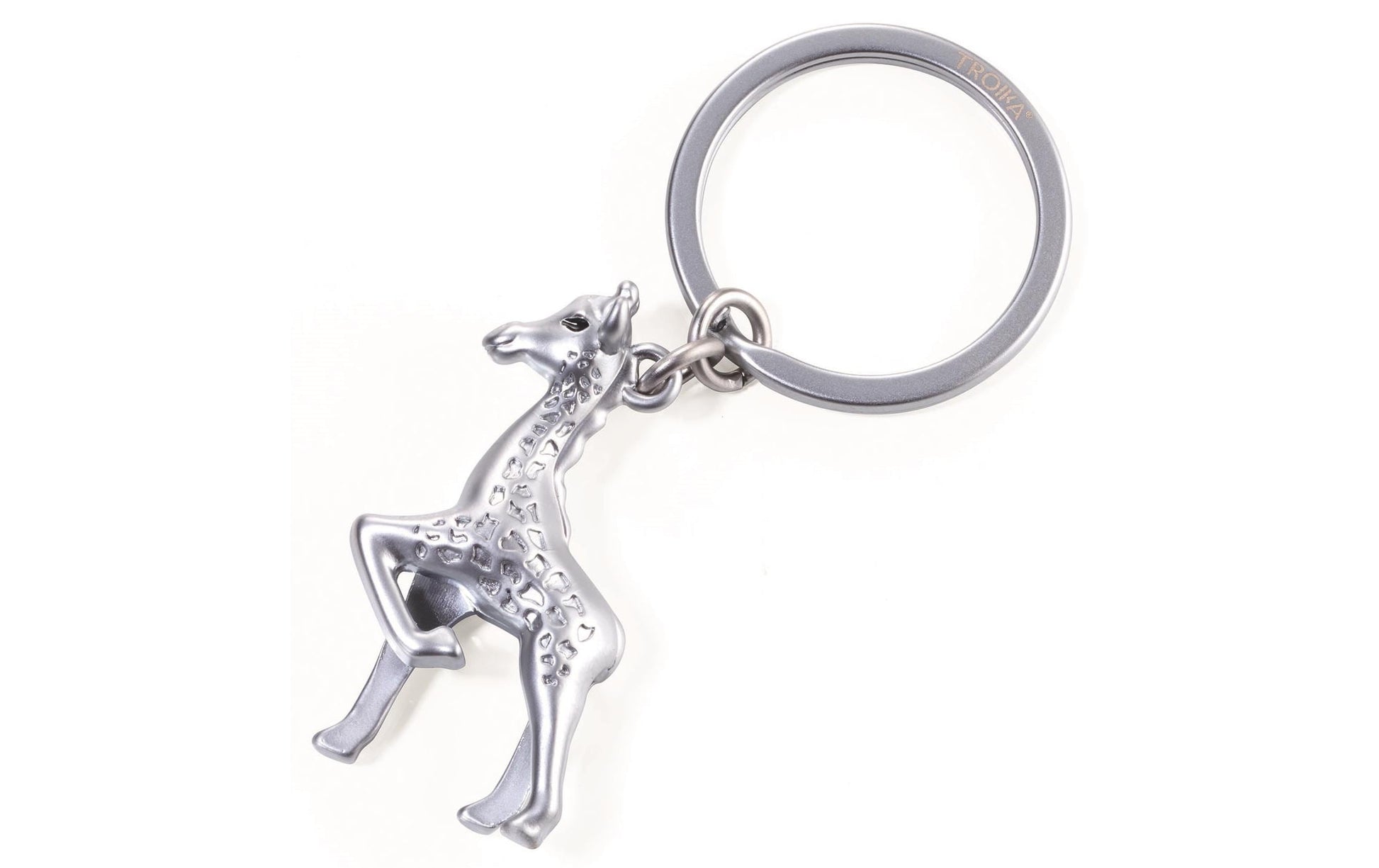 TROIKA Schlüsselanhänger Gisela Giraffe – Metall/Chrom, Silbergrau