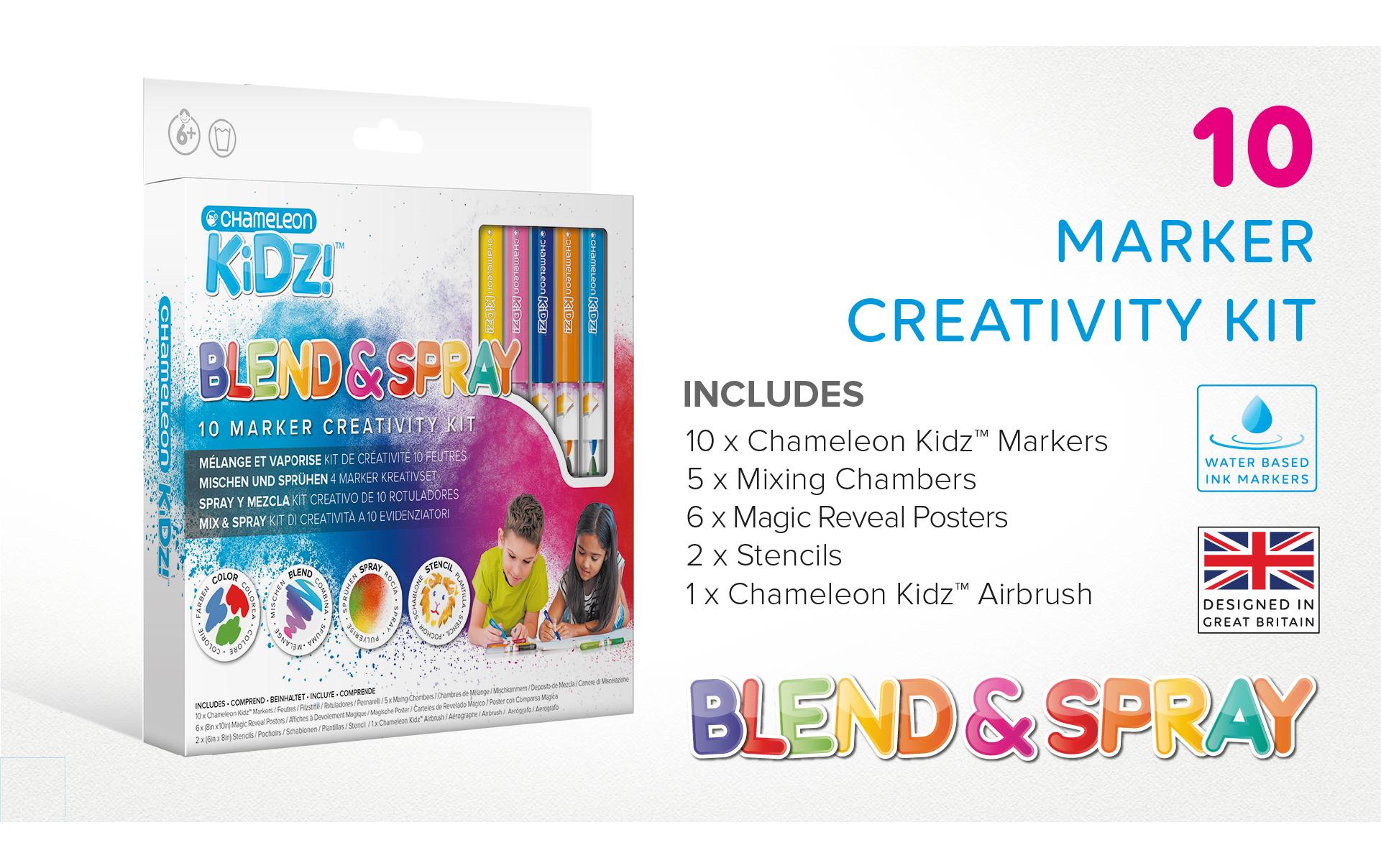 Chameleon Kidz – Blend & Spray Bastelset – 24-teilig – ab 4 Jahren