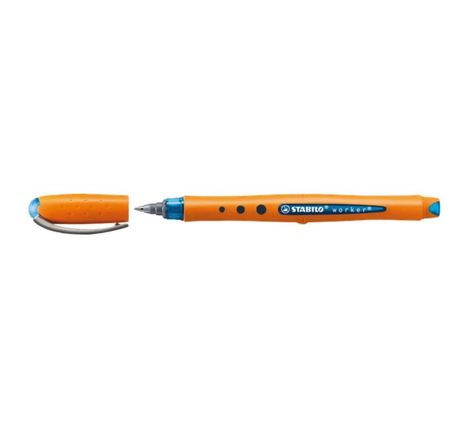 STABILO worker+ – Tintenroller, mit Kappe, 0,5 mm, blau, für Linkshänder