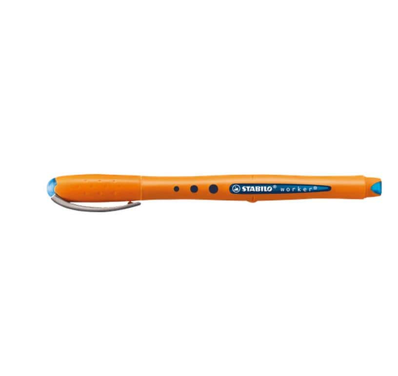 STABILO worker+ – Tintenroller, mit Kappe, 0,5 mm, blau, für Linkshänder
