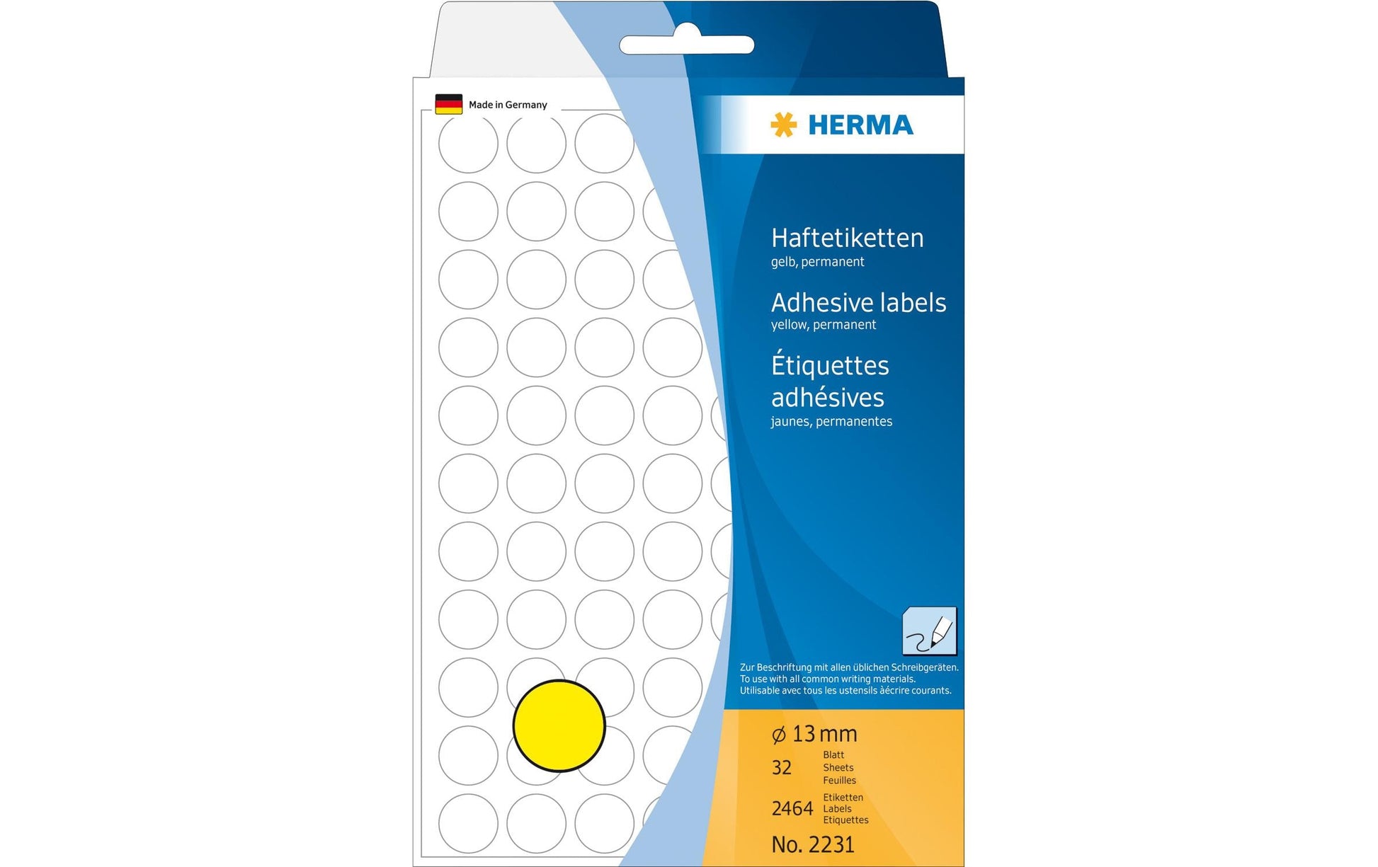 HERMA Haftetiketten – Ø 13 mm, permanent, gelb, 32 Blatt (2'464 Stk.)
