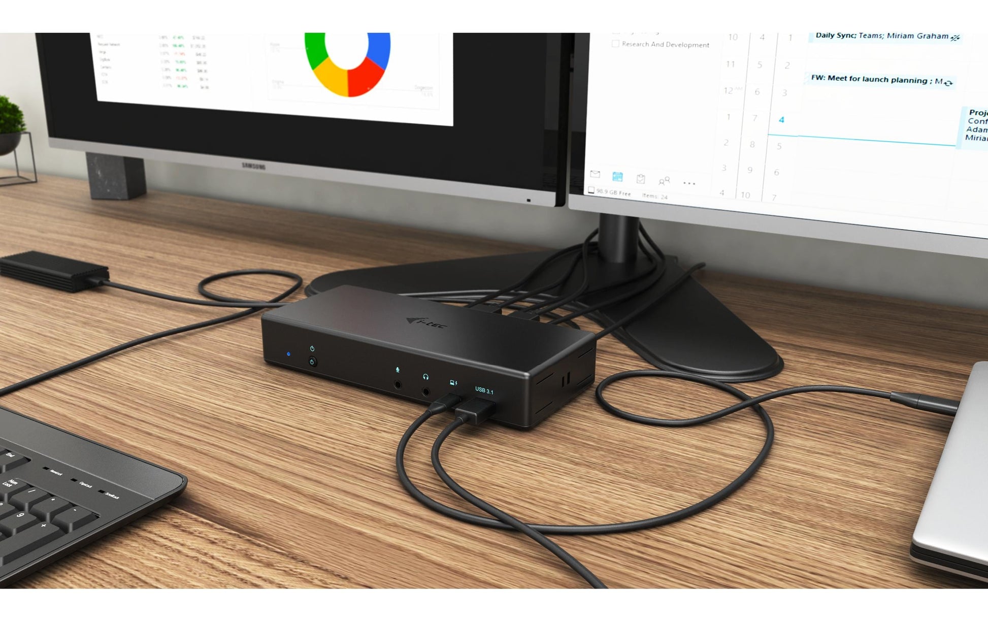 i-tec Quattro Dockingstation – USB-C, 2× DP, 2× HDMI, 5× USB-A, 2× USB-C, 85 W PD, GbE, für Windows/Mac/Linux