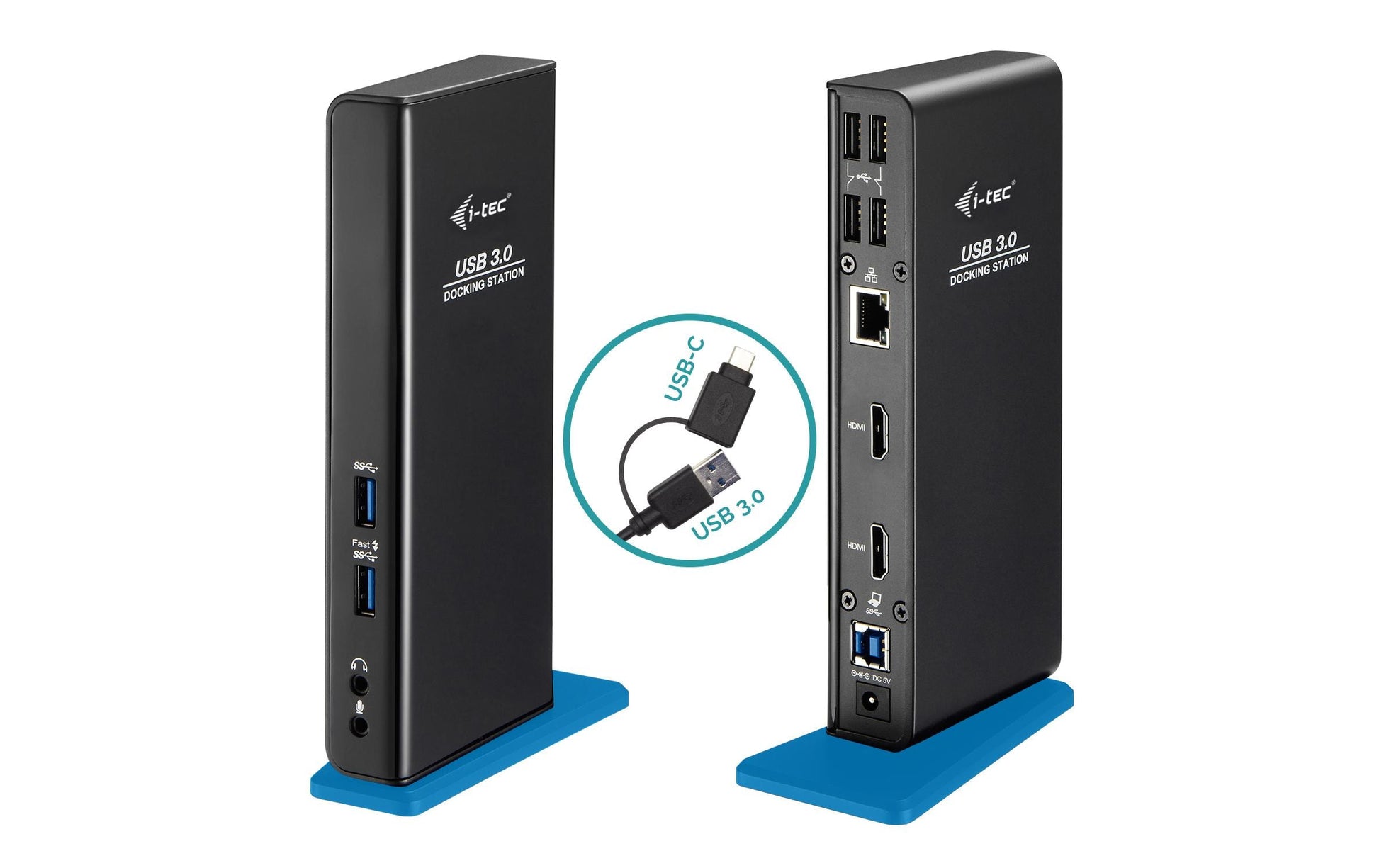 i-tec Dockingstation – USB-A, 2× HDMI, 6× USB-A, 3,5 mm Audio, GbE, für Windows/Mac/Linux