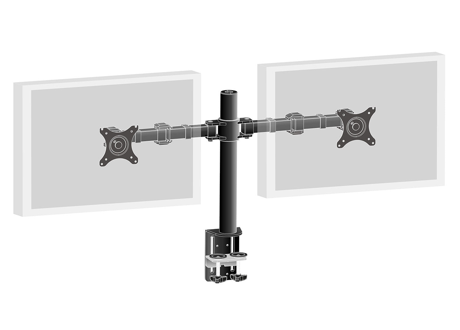 iiyama Monitorarm, Dual, Tischklemme, bis 30", VESA 100 × 100 mm, 10 kg