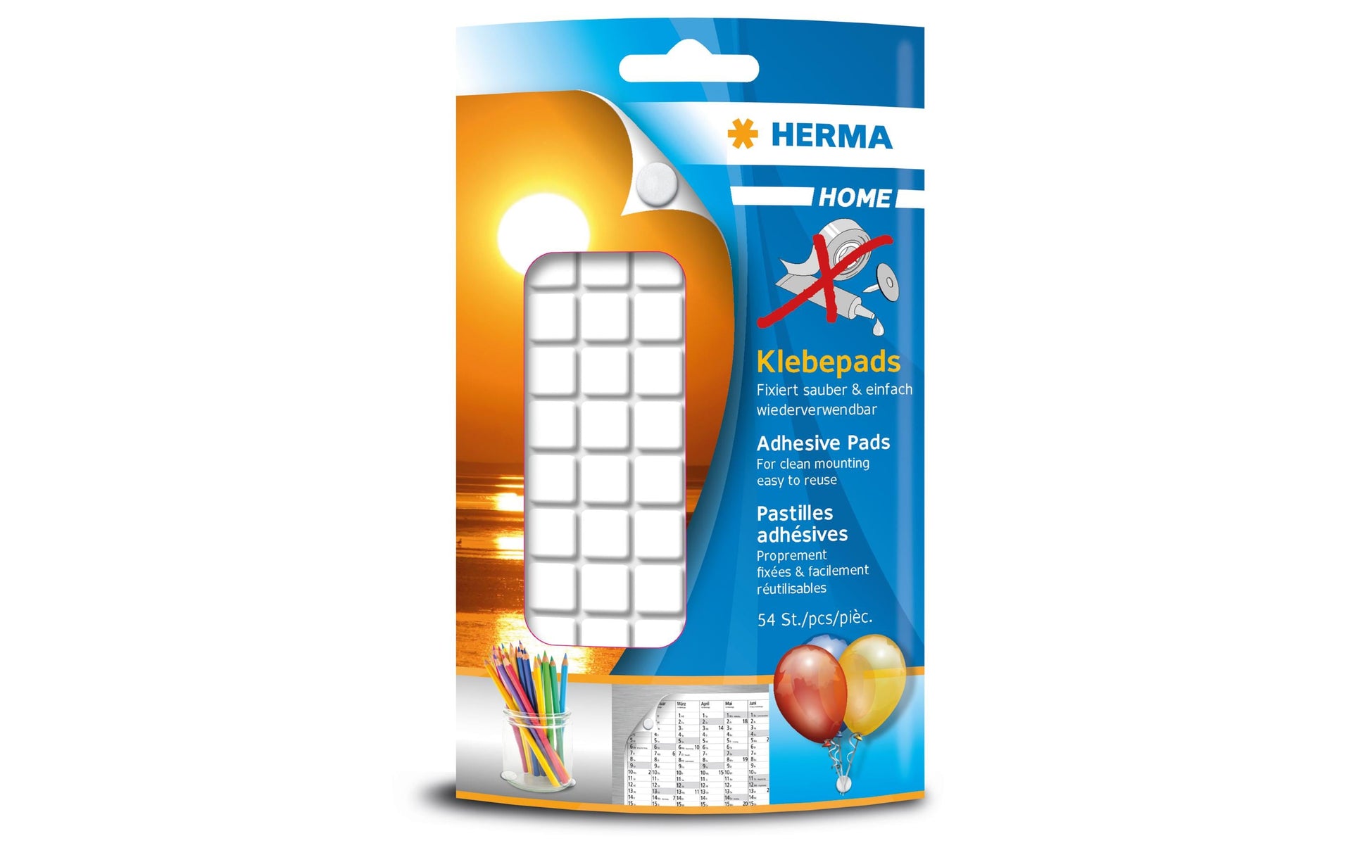 HERMA Klebepads – wiederablösbar, weiss, wiederverwendbar, für Dekorationen