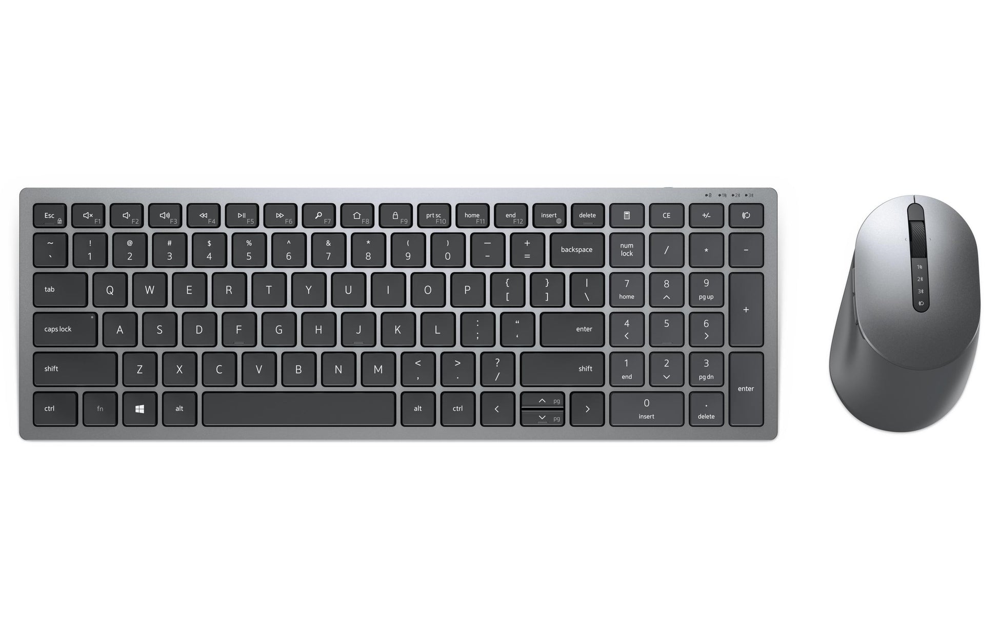 DELL KM7120W – Tastatur-Set mit Maus, QWERTY (US-Intl.), 2,4 GHz + Bluetooth, Grau/Titan/Titanium