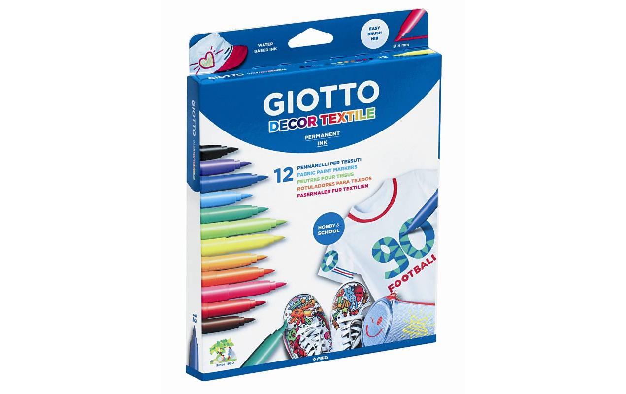Giotto Textilmarker – 4 mm – Mehrfarbig, 12er-Pack – für Stoff