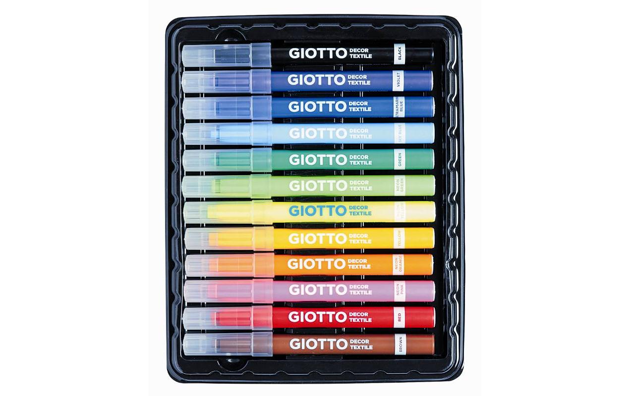 Giotto Textilmarker – 4 mm – Mehrfarbig, 12er-Pack – für Stoff