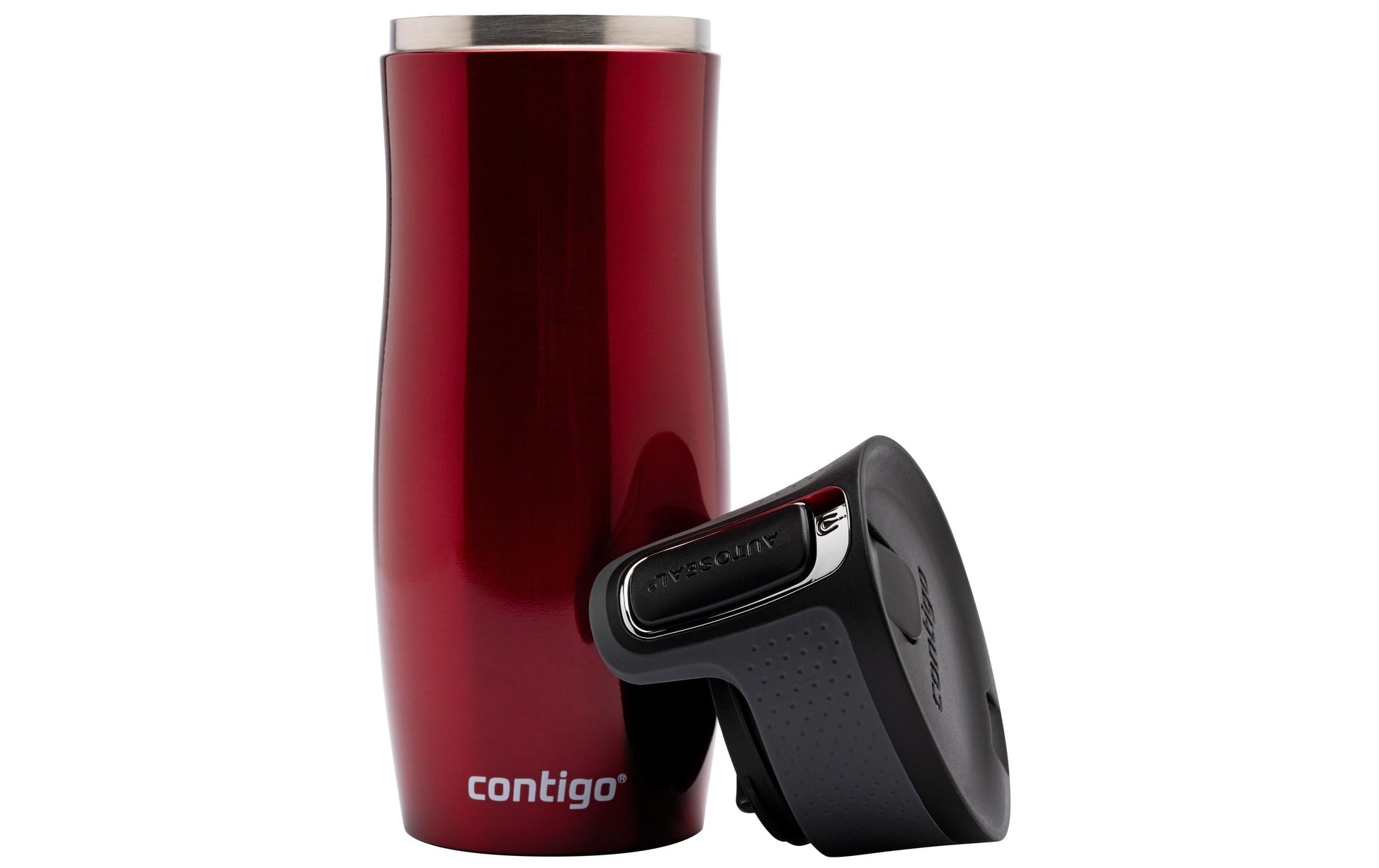 CONTIGO West Loop Thermobecher 470 ml – doppelwandig 5 h heiss/12 h kalt, Edelstahl, Klappdeckel, Rot